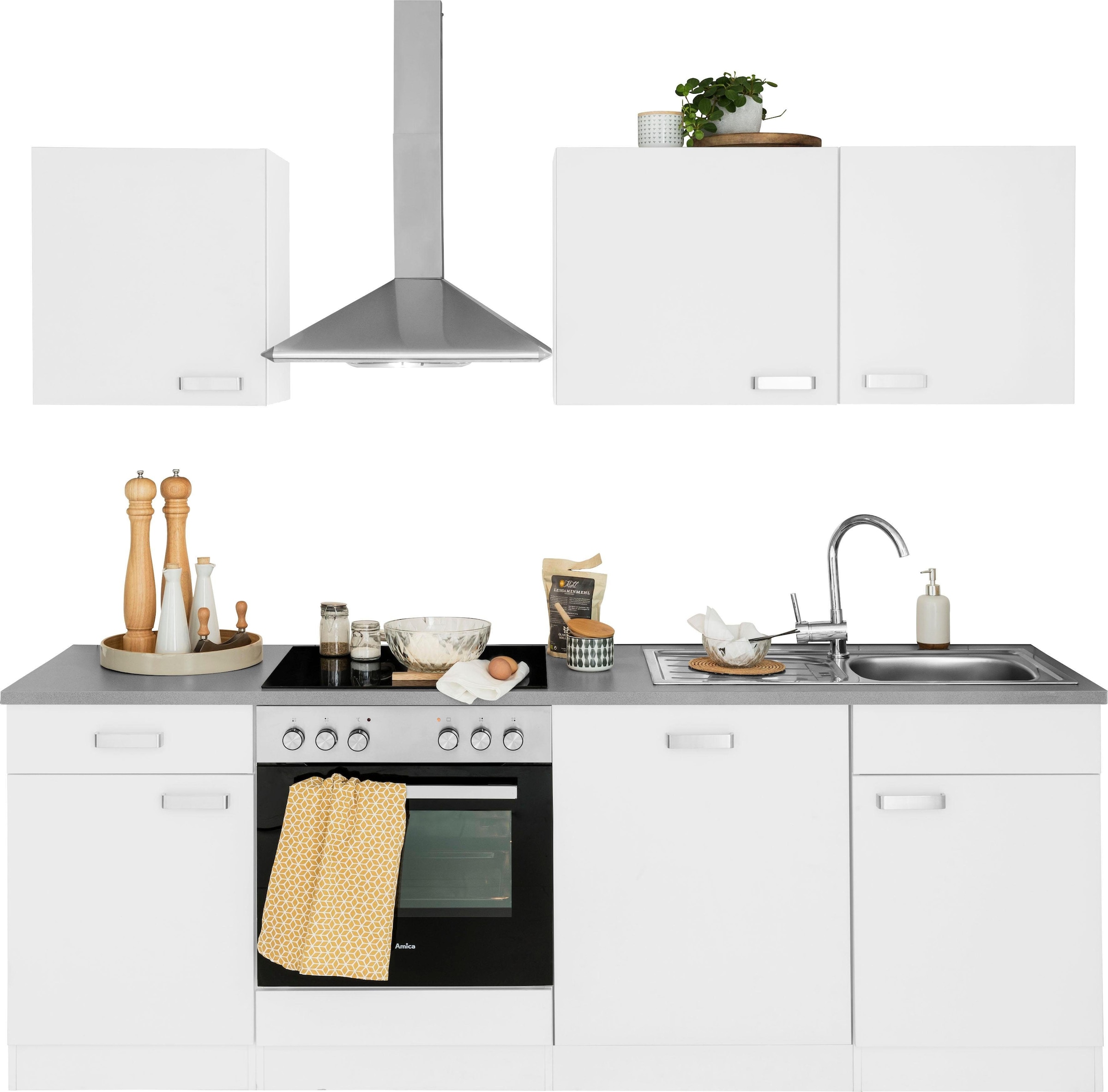 Küchenzeile »Husum«, mit E-Geräten, Breite 220 cm