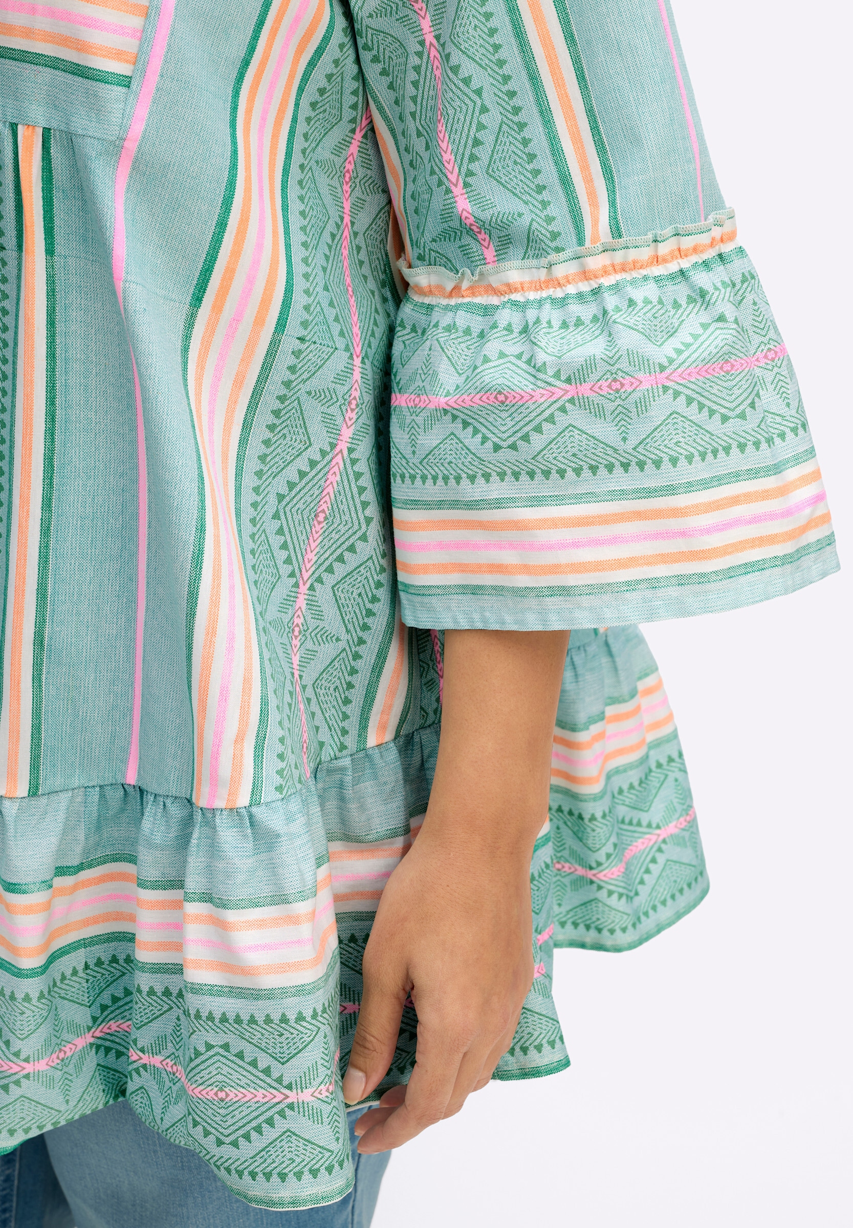 sheego by Joe Browns Longbluse »Tunika Tunika im Streifen-Mix, mit Volants«