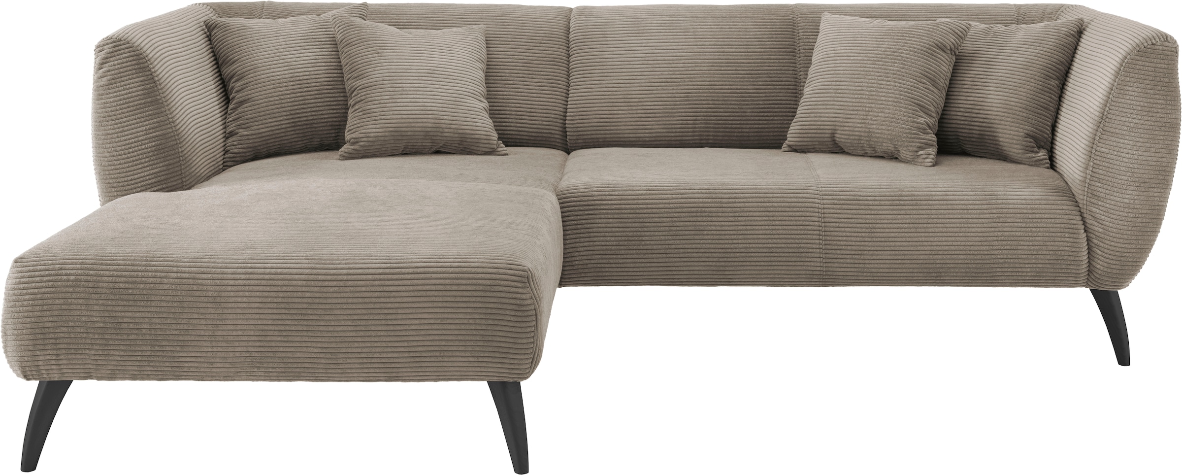 INOSIGN Ecksofa »Colori L-Form«, Holzfußfarbe wählbar, inkl. 4x Zierkissen