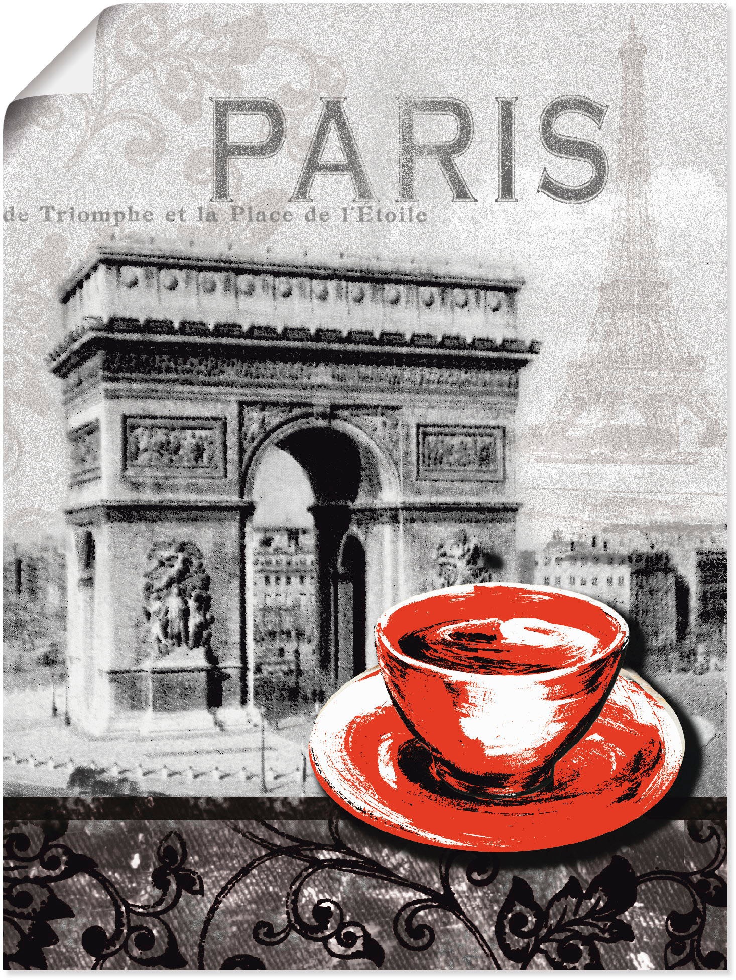Wandbild »Paris - Café au Lait - Milchkaffee«, Gebäude, (1 St.), als Alubild,...