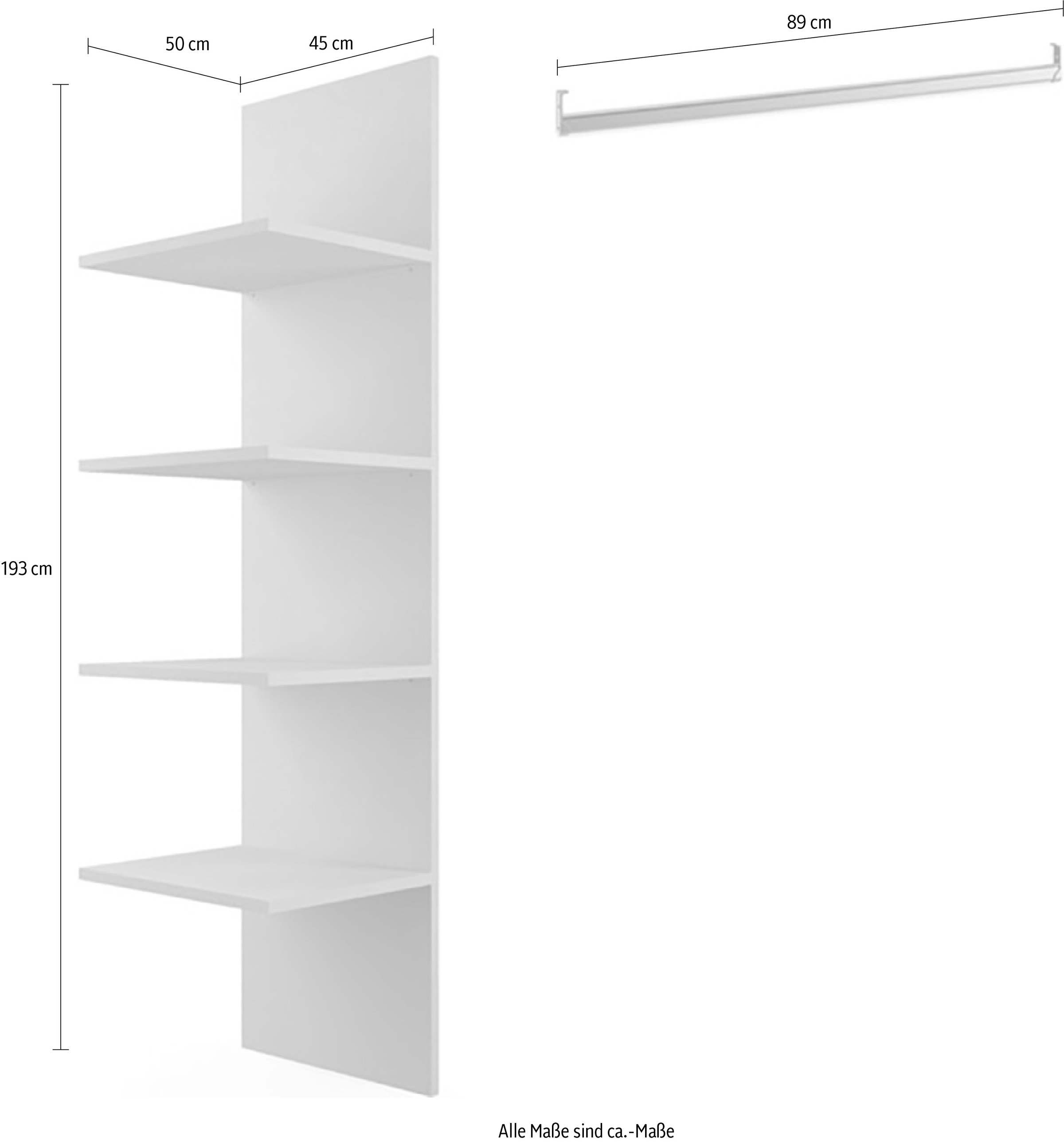 INOSIGN Inneneinteilung »Jupiter – Steingrau, B45×H193 cm, 4 Böden B43 cm für Stauraum«