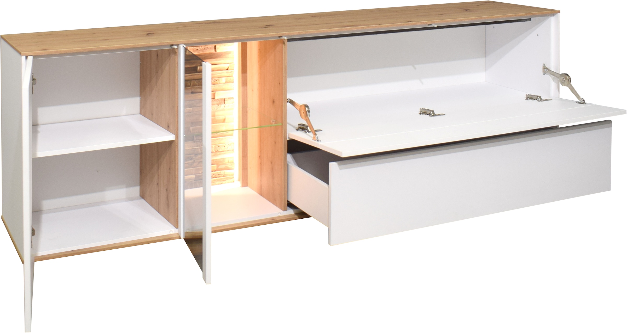 Mäusbacher Lowboard Faro Lowboard B 207 cm, inkl. Beleuchtung, Push to open Funktion