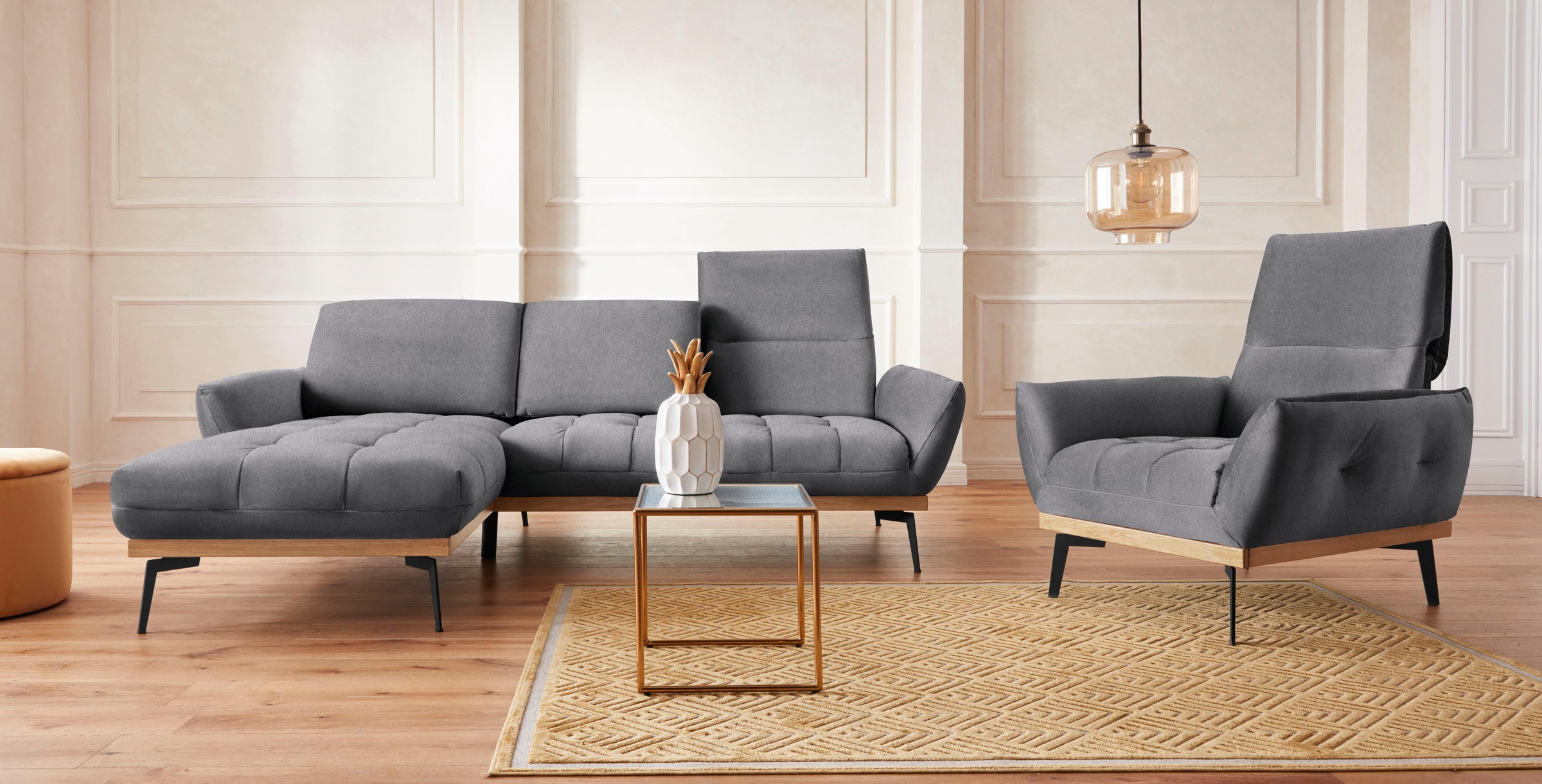 Guido Maria Kretschmer Home&Living Ecksofa »Palíc, inkl. Rückenverstellung, bequem, elegant, Breite 245cm, L-Form«