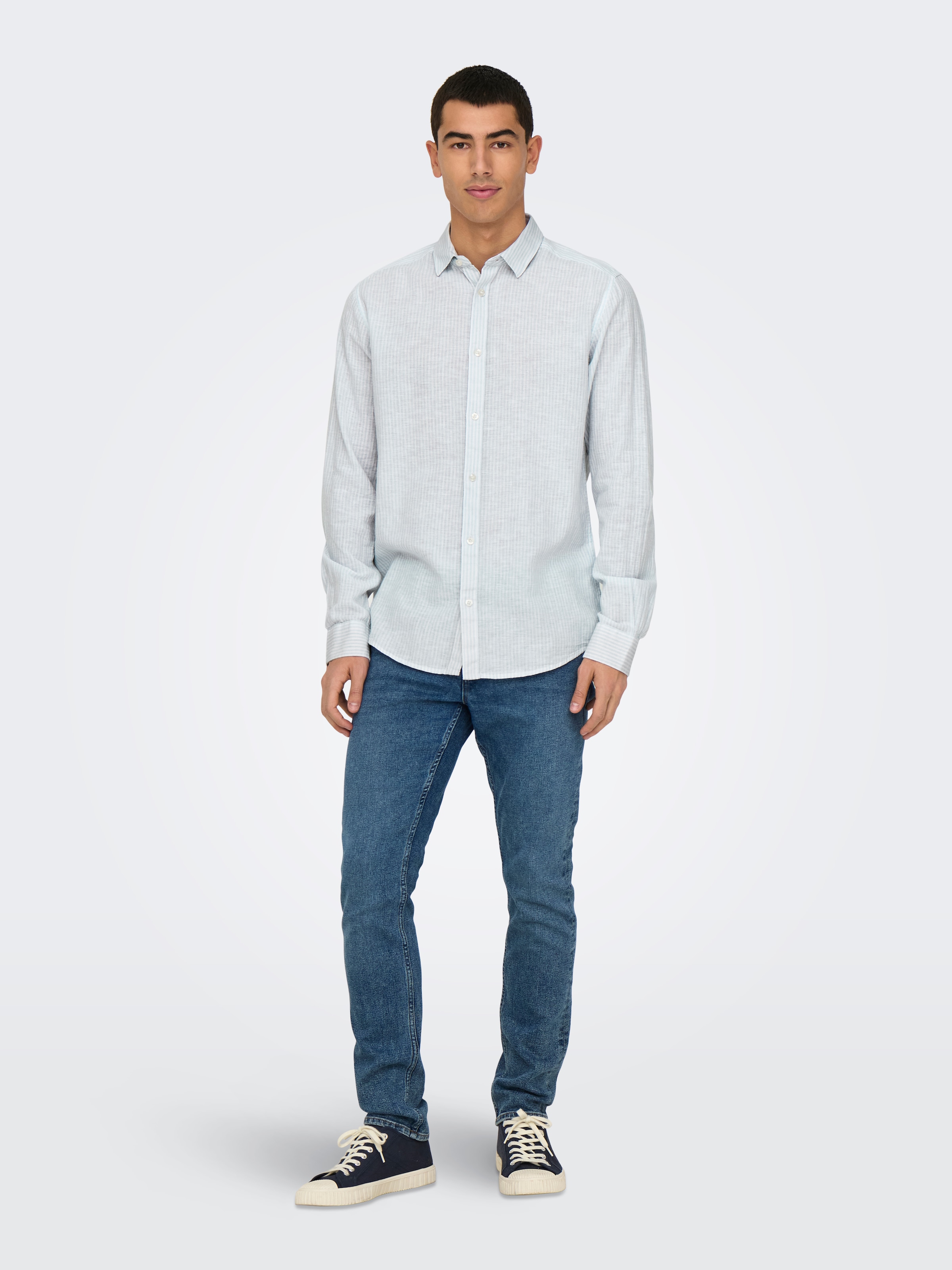 ONLY & SONS Kurzarmhemd »ONSCAIDEN LS STRIPE LINEN SHIRT 660 NOOS«