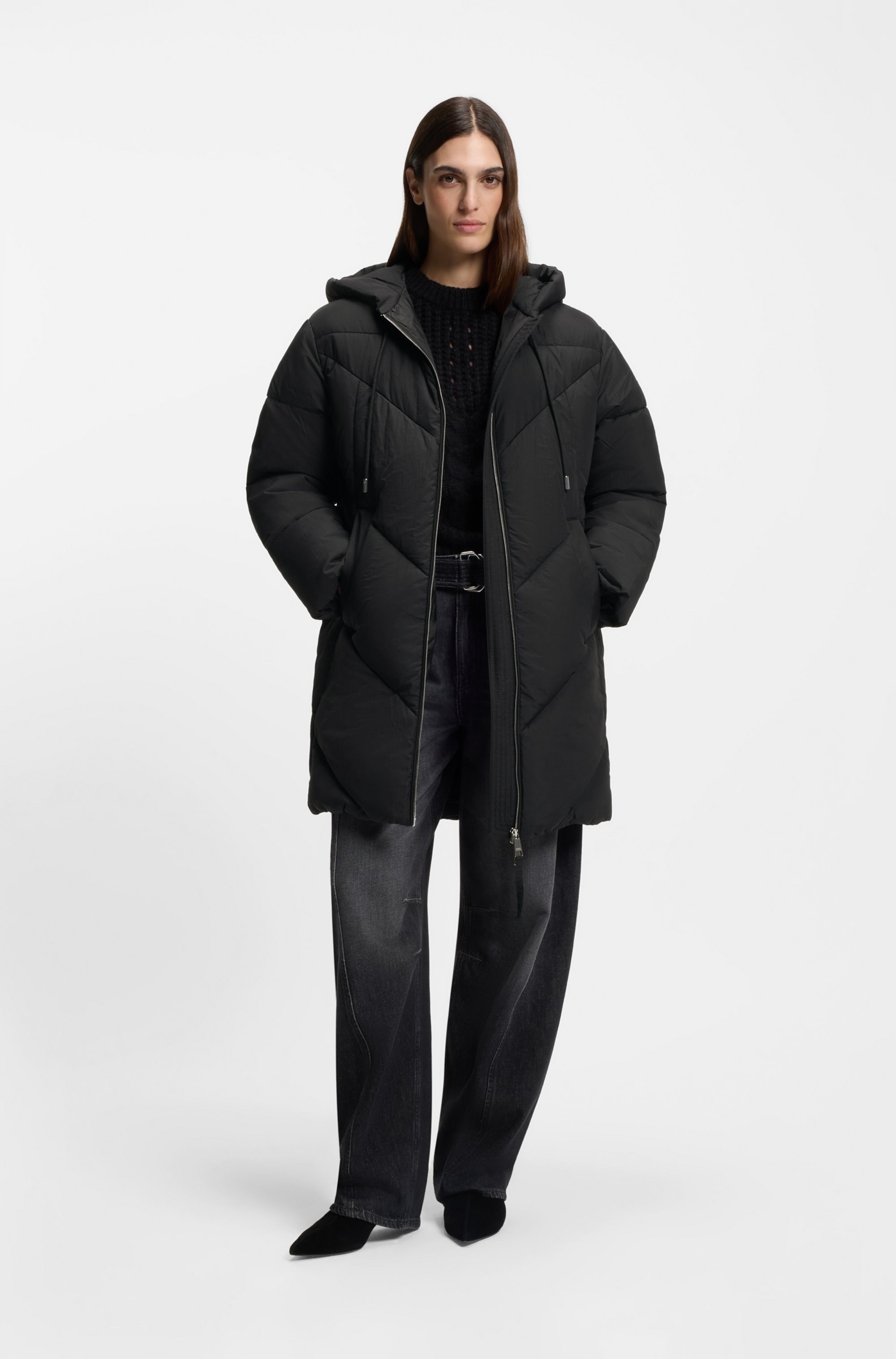 BOSS ORANGE Steppmantel »Piapolly Premium Damenmode«, mit Kapuze, Chevron-Steppung