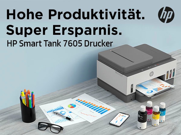 HP Multifunktionsdrucker »Smart Tank 7605«, Ohne Patronen, kompromisslos und bis 3 Jahre Tinte im Lieferumfang.