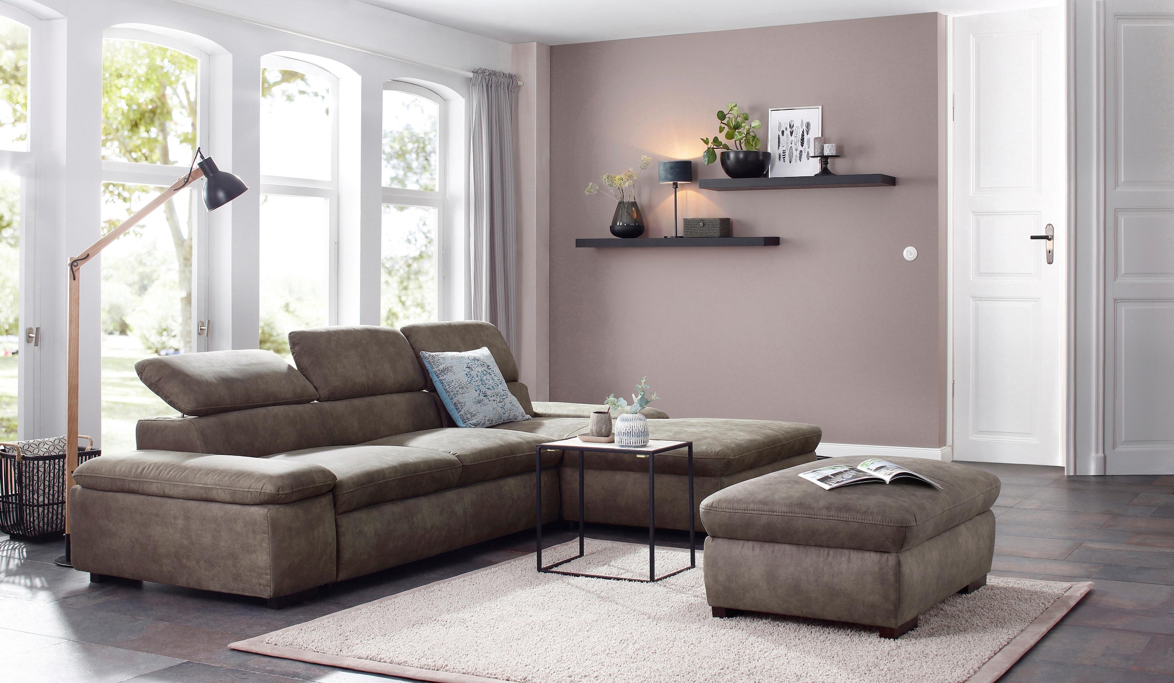 Home affaire Ecksofa »Alberto L-Form«, mit Kopfteilverstellung, wahlweise mit Bettfunktion