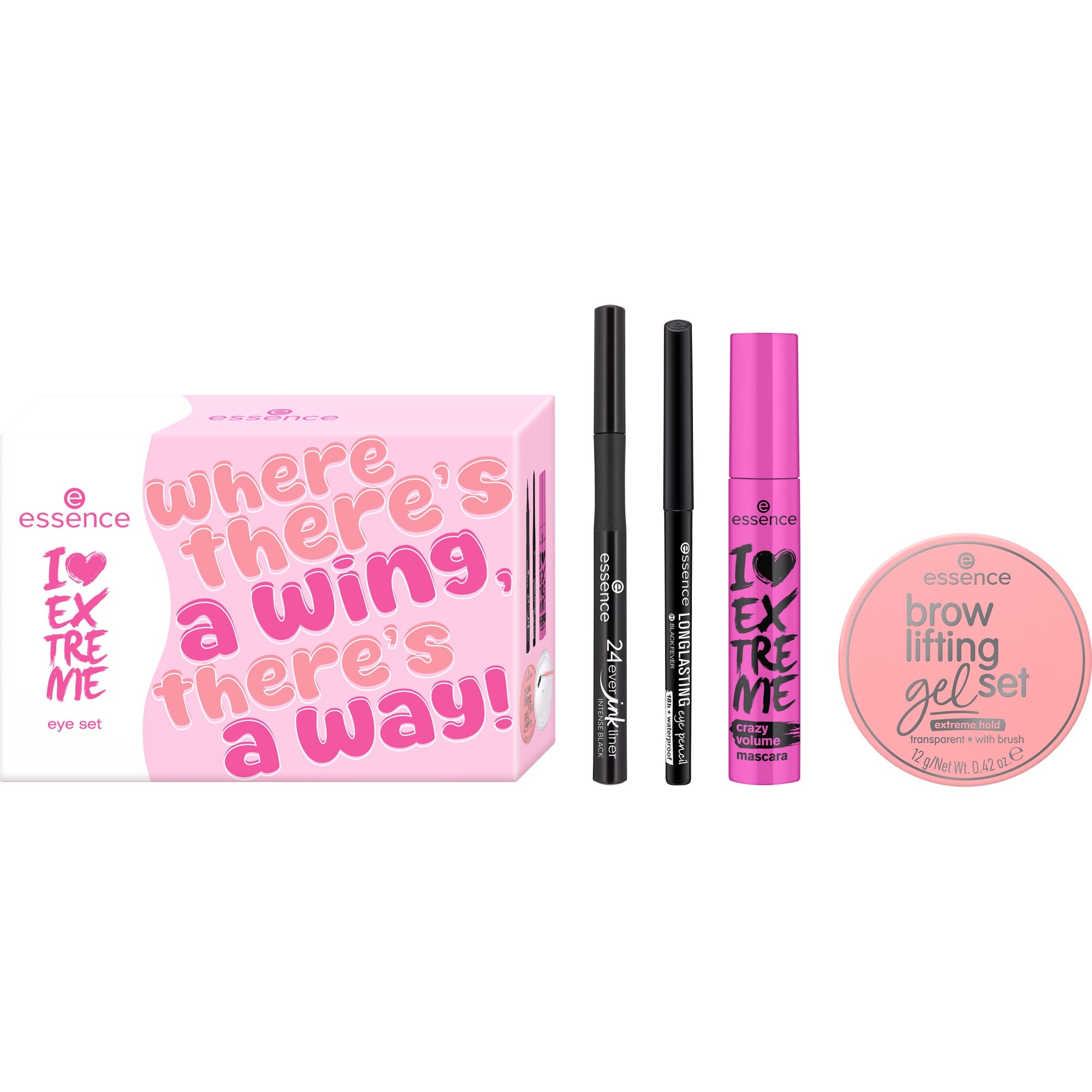 Essence Augen-Make-Up-Set »I LOVE EXTREME eye set«, (Set, 4 tlg.), Alles-in-einem-Set für vielseitige Looks