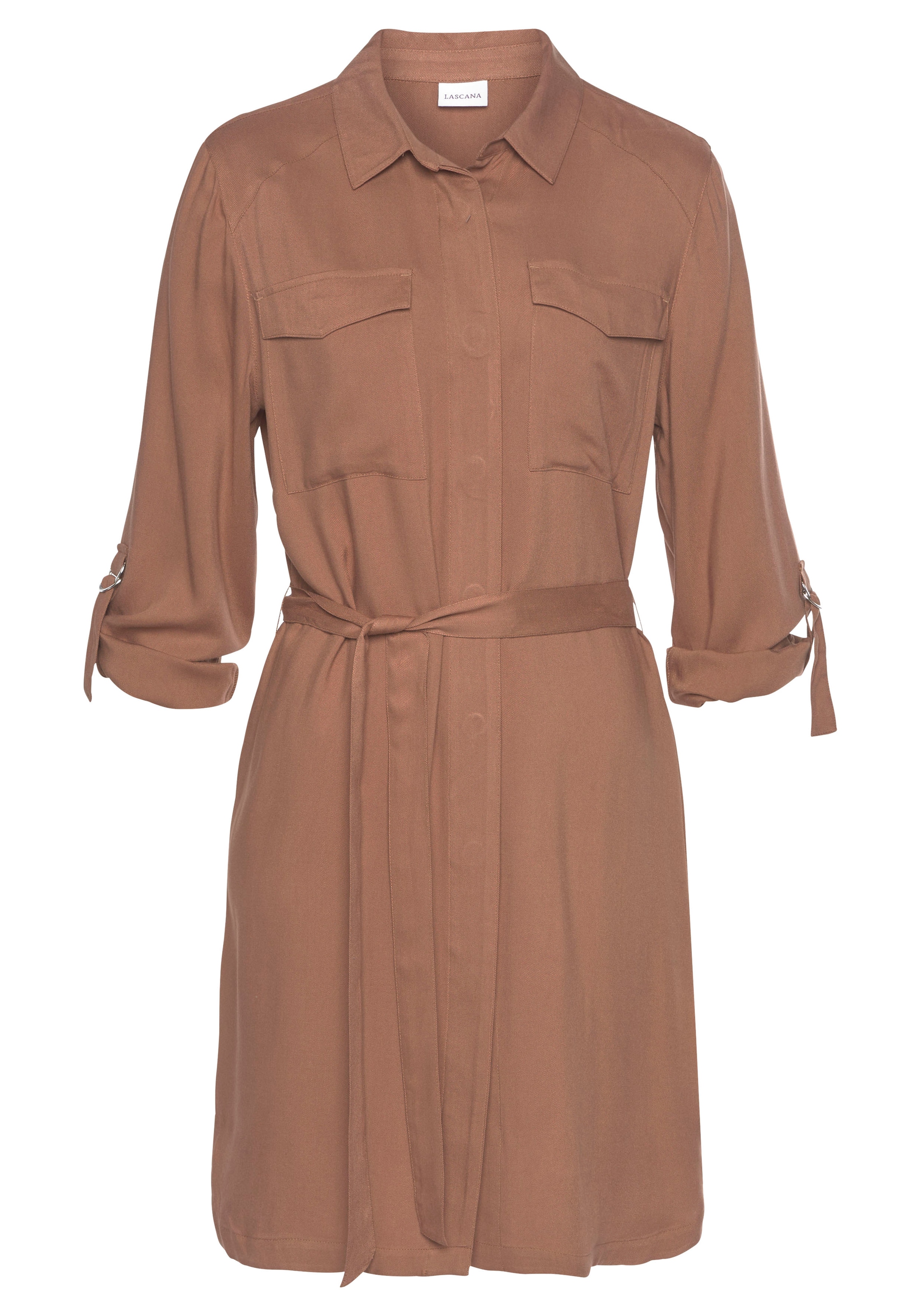 LASCANA Hemdblusenkleid, (mit Bindegürtel), und Brusttaschen bestellen im  OTTO Online Shop