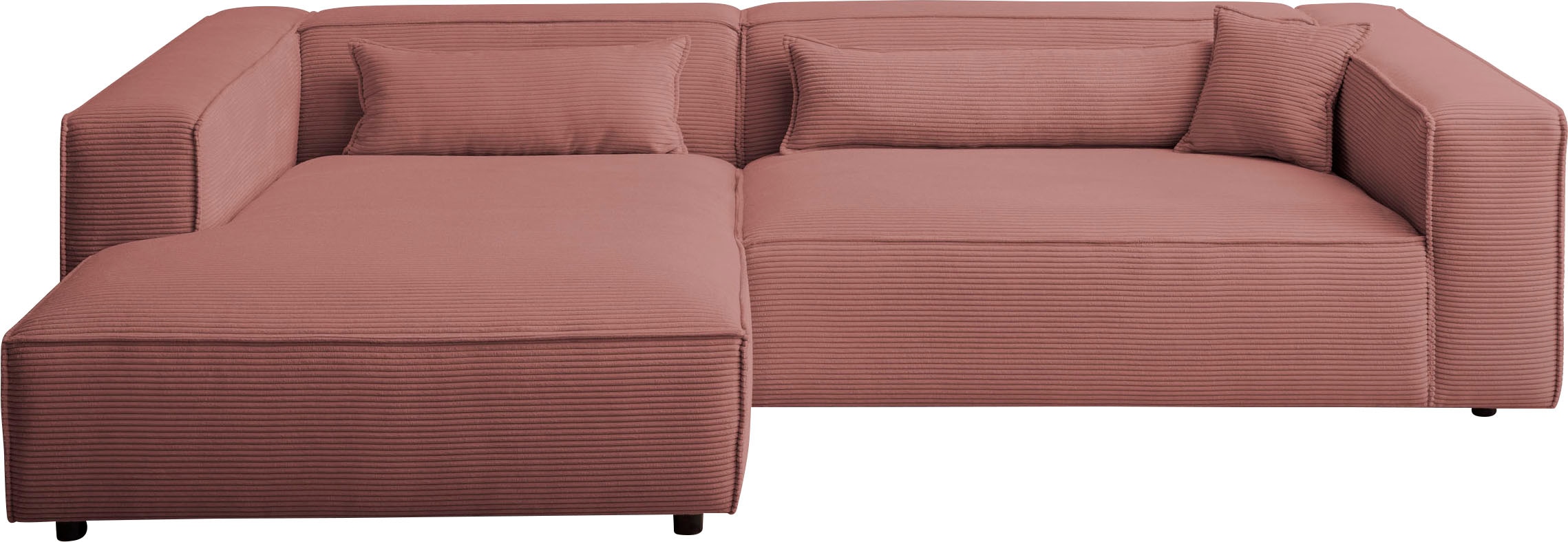 LeGer Home by Lena Gercke Ecksofa »PIARA XXL, Big-Sofa in Cord oder Leinenoptik, L-Form, mit Kedernaht«, wahlweise Ottomane rechts/links, schwarze Füße, extra tiefe Sitzfläche