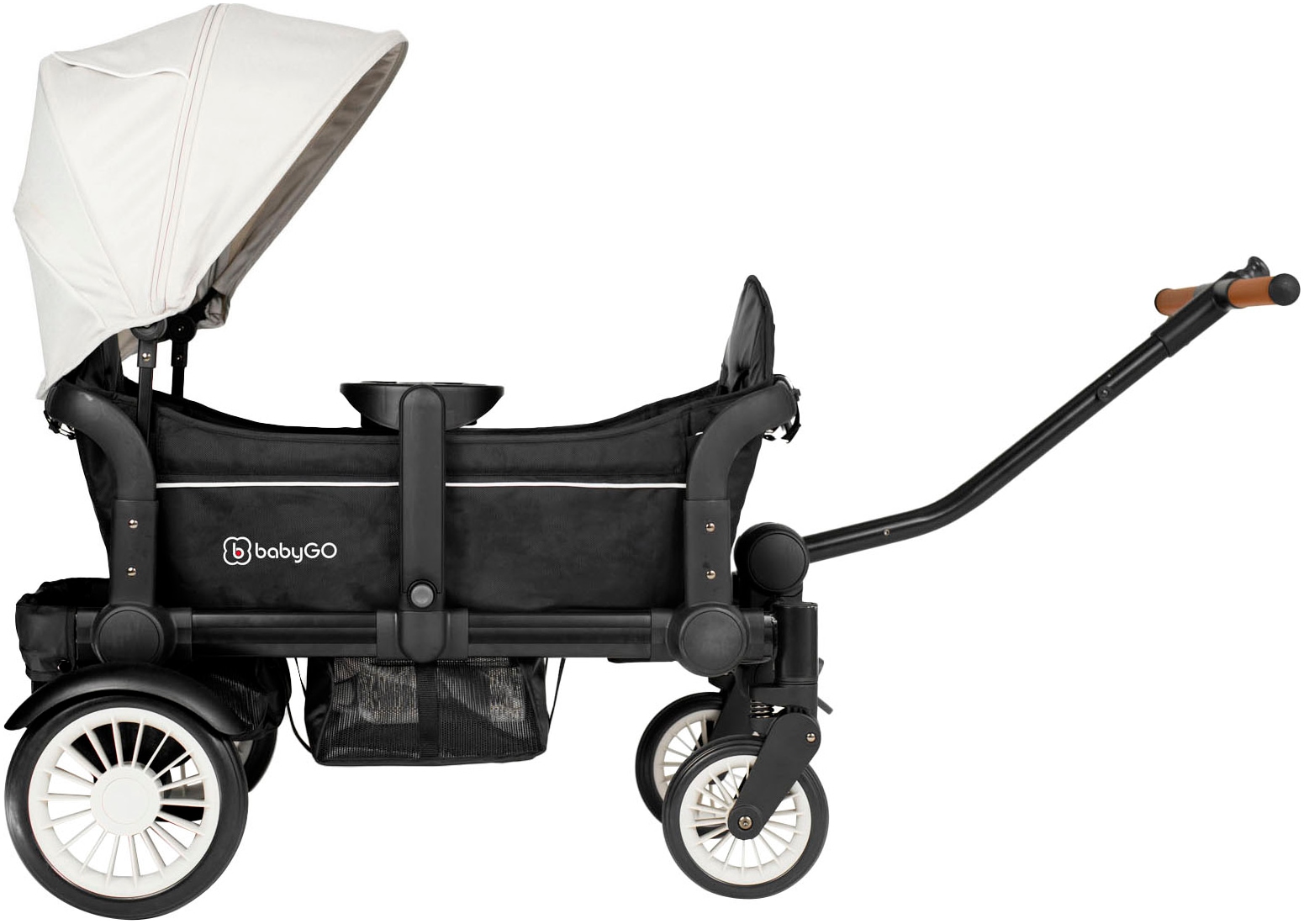 BabyGo Bollerwagen »Cozy Rider«, (Set, 7 tlg., inkl. 2x Sonnenschutz, Tisch, Moskito- u. Regenschutz, Flaschenhalter), klein zusammenfaltbar