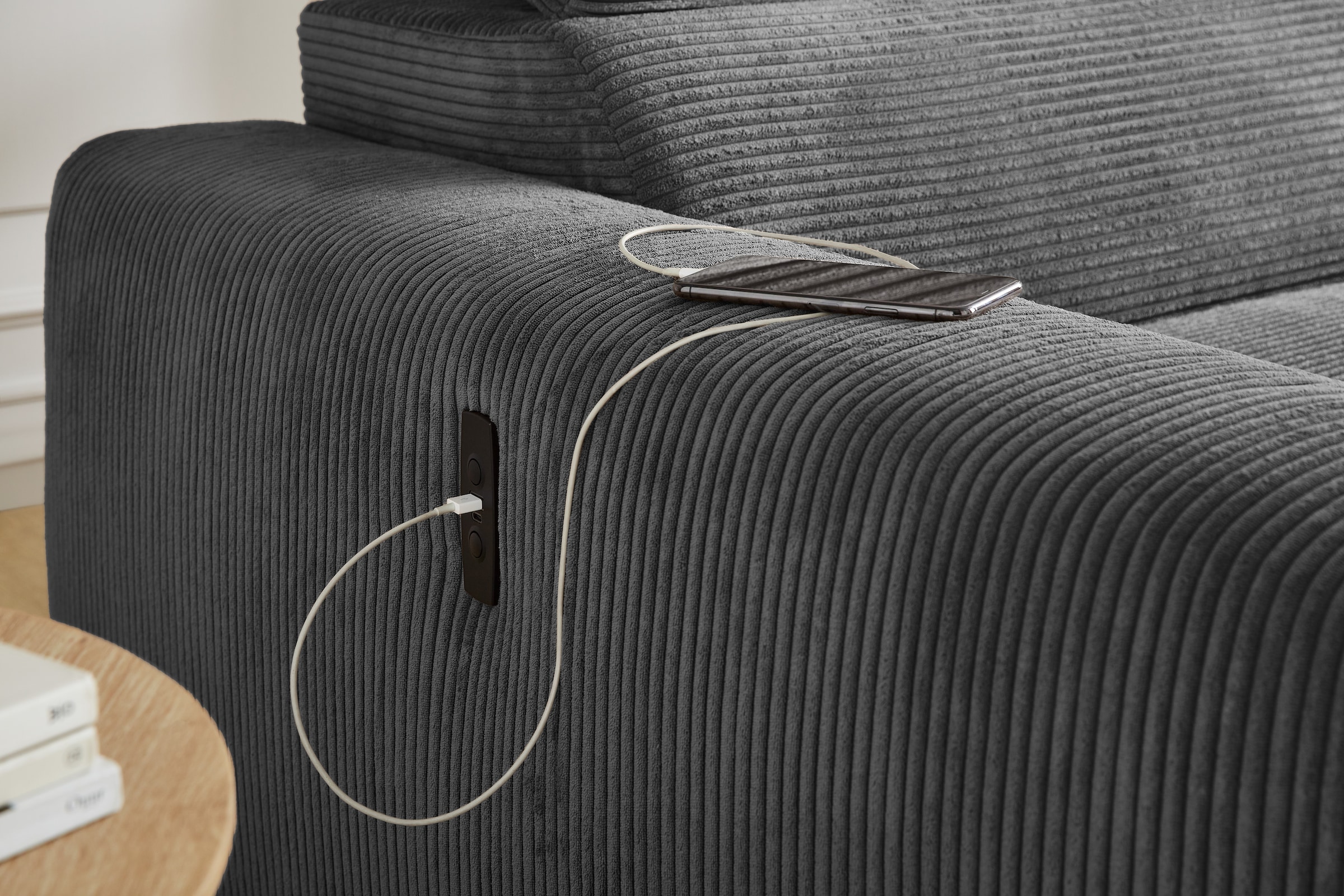 Jockenhöfer Gruppe Ecksofa »Slider, L-Form, 140kg Belastbarkeit je Sitzplatz«, elektromotorische Sitztiefenverstellung,USB-Ladeports,mit Kopfstützen