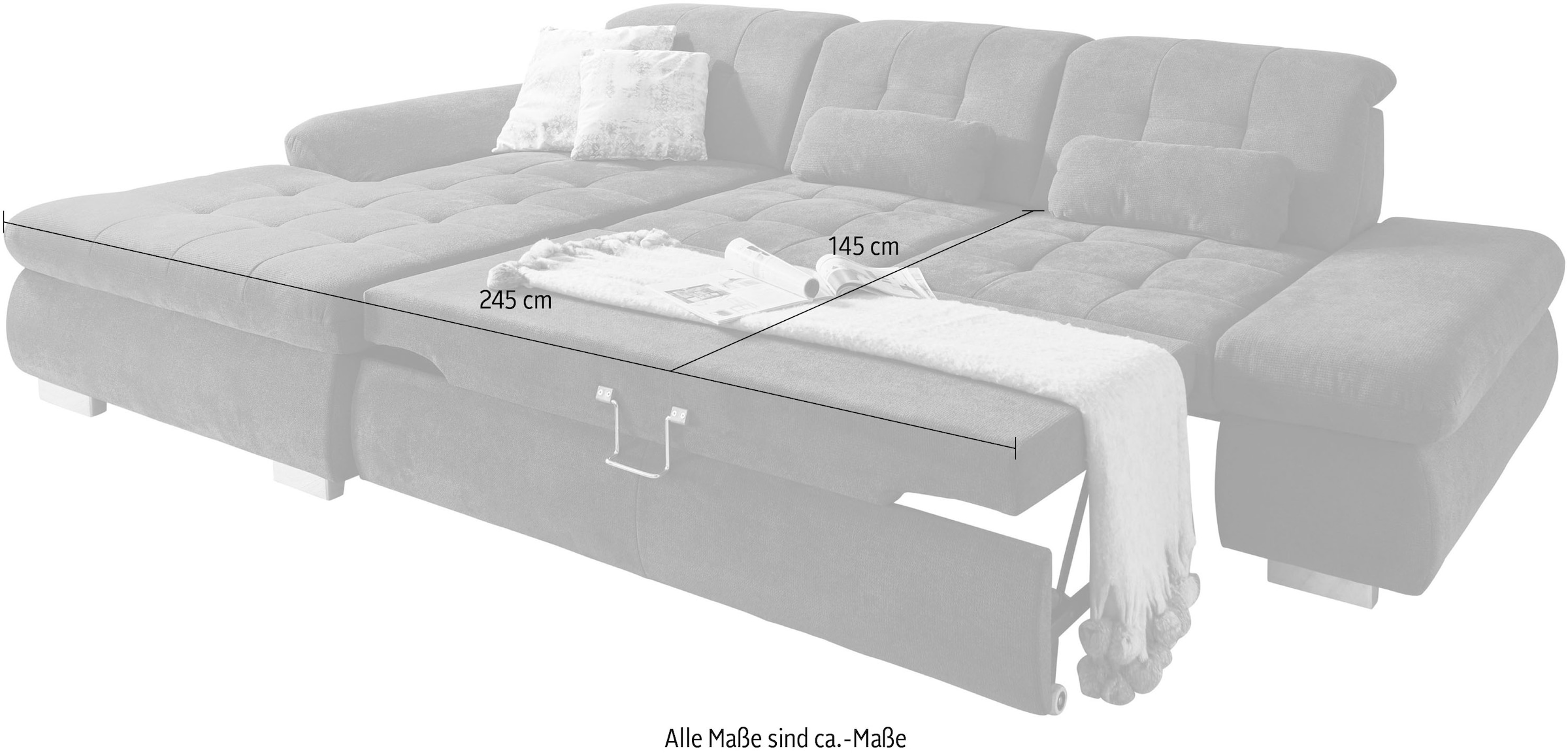 Die PlanBar Ecksofa »MP-IN17004 L-Form«, wahlweise mit Bettfunktion, Sitztiefen- und Kopfteilverstellung