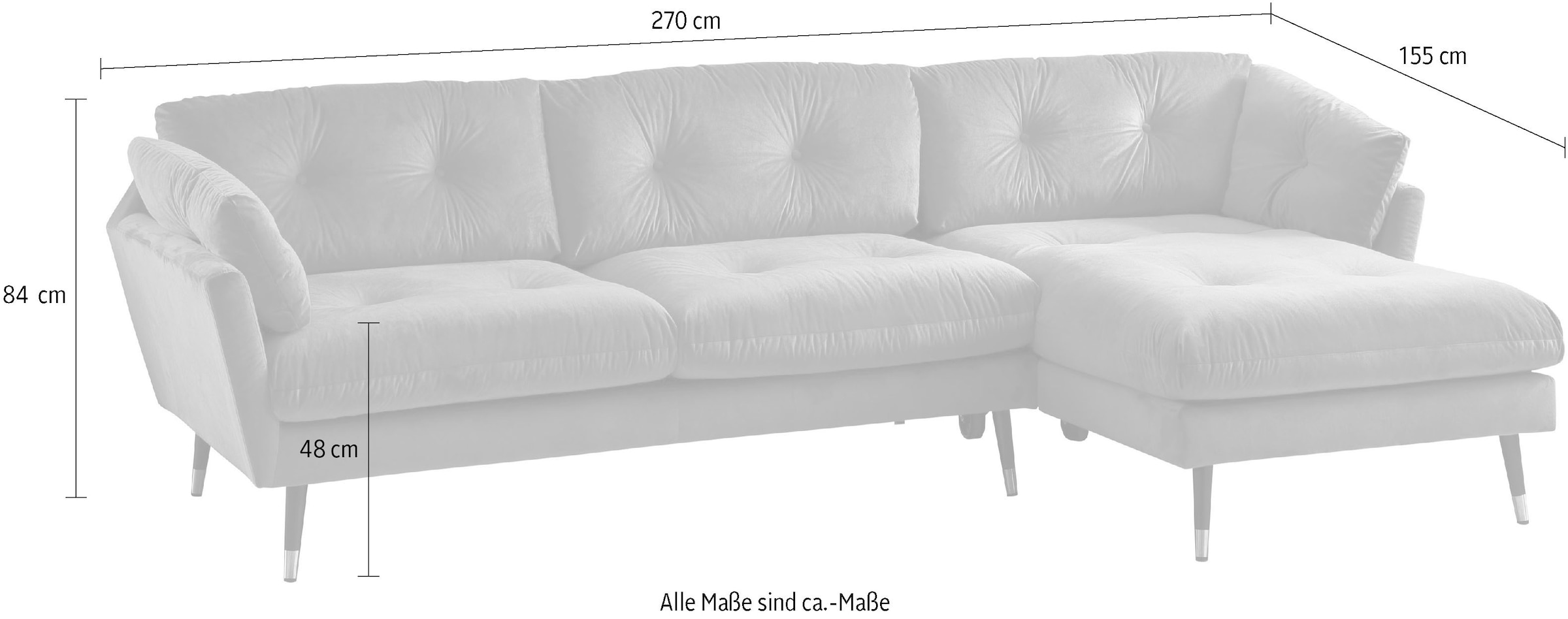 Trends by HG Ecksofa »Japan L-Form«, mit Fuß in Holz-Metallkombination, Recamiere rechts oder links