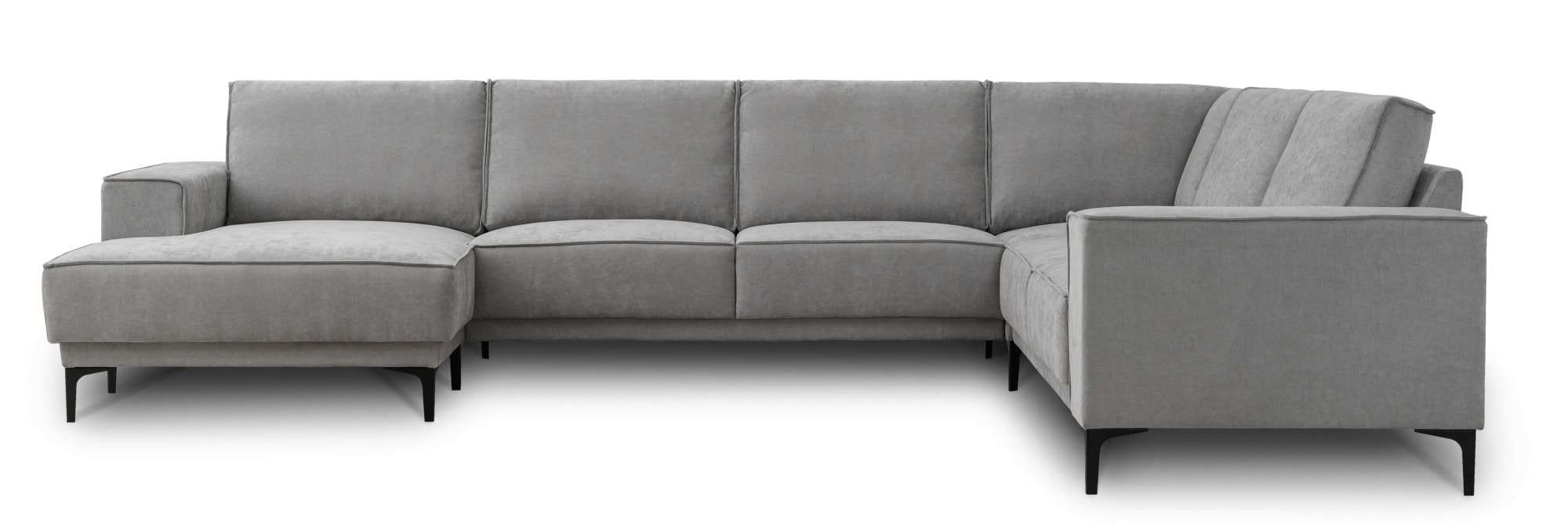 Places of Style Wohnlandschaft »XXL Sofa Oland, Struktur, Flachgewebe, Luxus-Microfaser, Boucle«, U-Form, 342 cm, Wellenunterfederung, Skandi-Design, Metallfüße