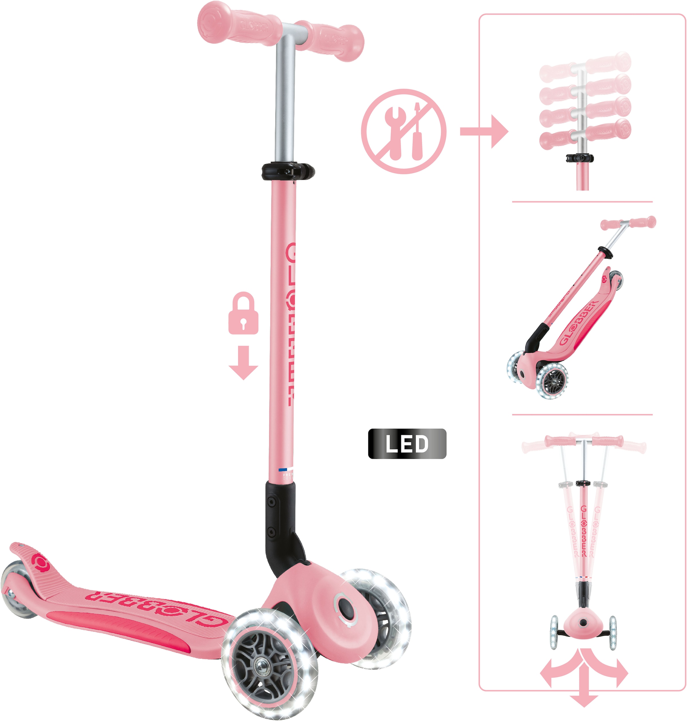 Globber Tretroller »ELITE LIGHTS, mit Leuchtrollen«