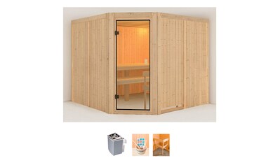 welltime Sauna »Edina«, (Set), 9-kW-Ofen mit integr. Steuerung, mit 6-tlg. Zubehörset kaufen