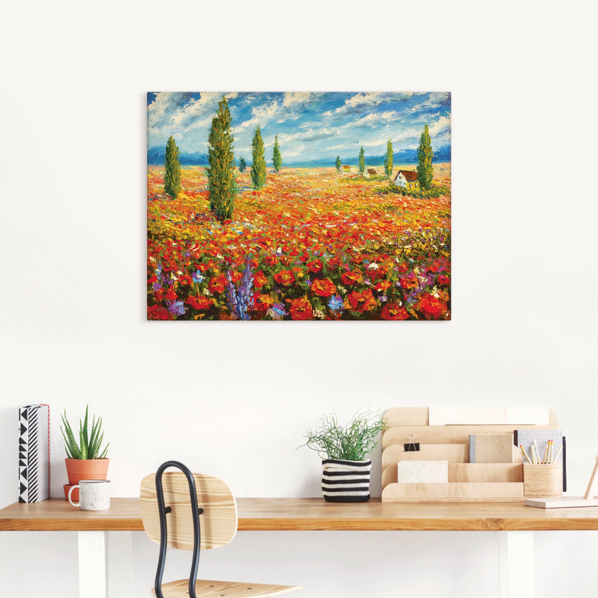 Artland Leinwandbild »Mohnblumenwiese«, Blumenwiese, (1 St.), auf Keilrahmen gespannt