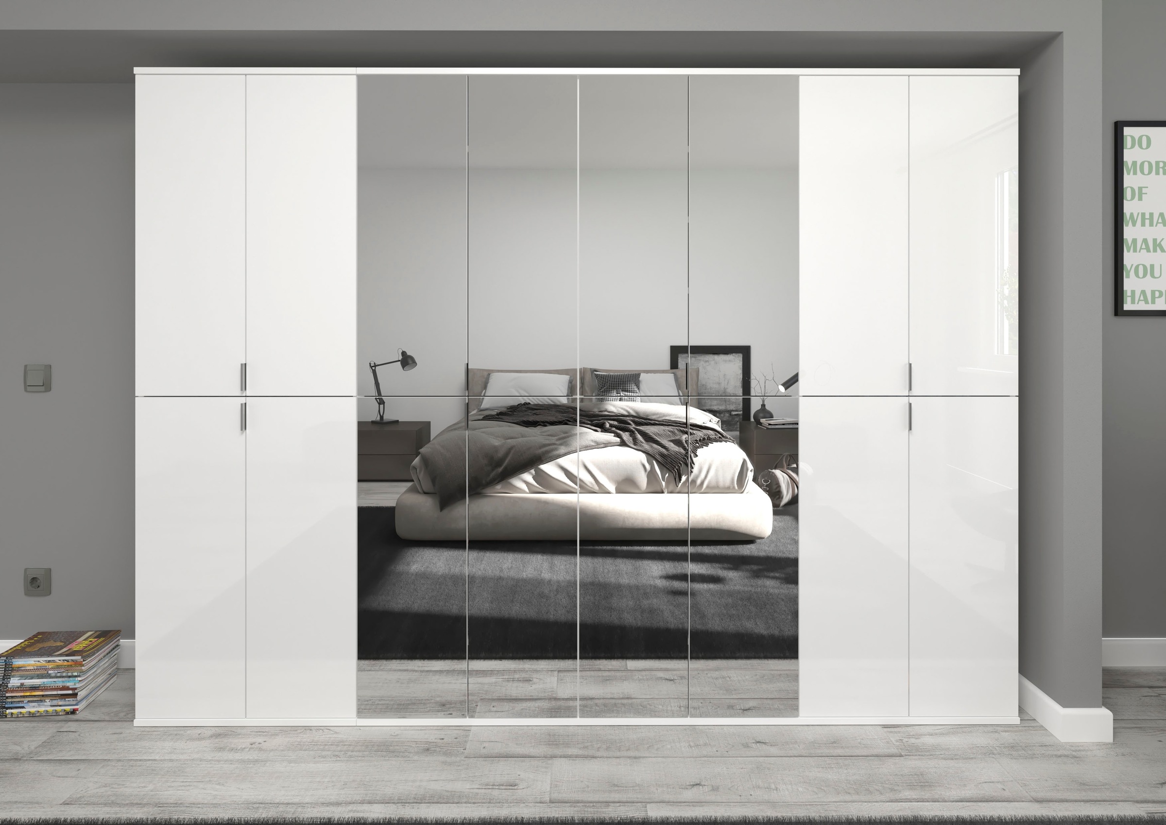INOSIGN Garderoben-Set »Trondheim, Breite 244 cm, best. aus 4 Schränken, 16 Türen, 36 Fächer«, (Set, 4 St.), inkl. ausziehbarer Kleiderstange, Garderobenschrank, Kleiderschrank
