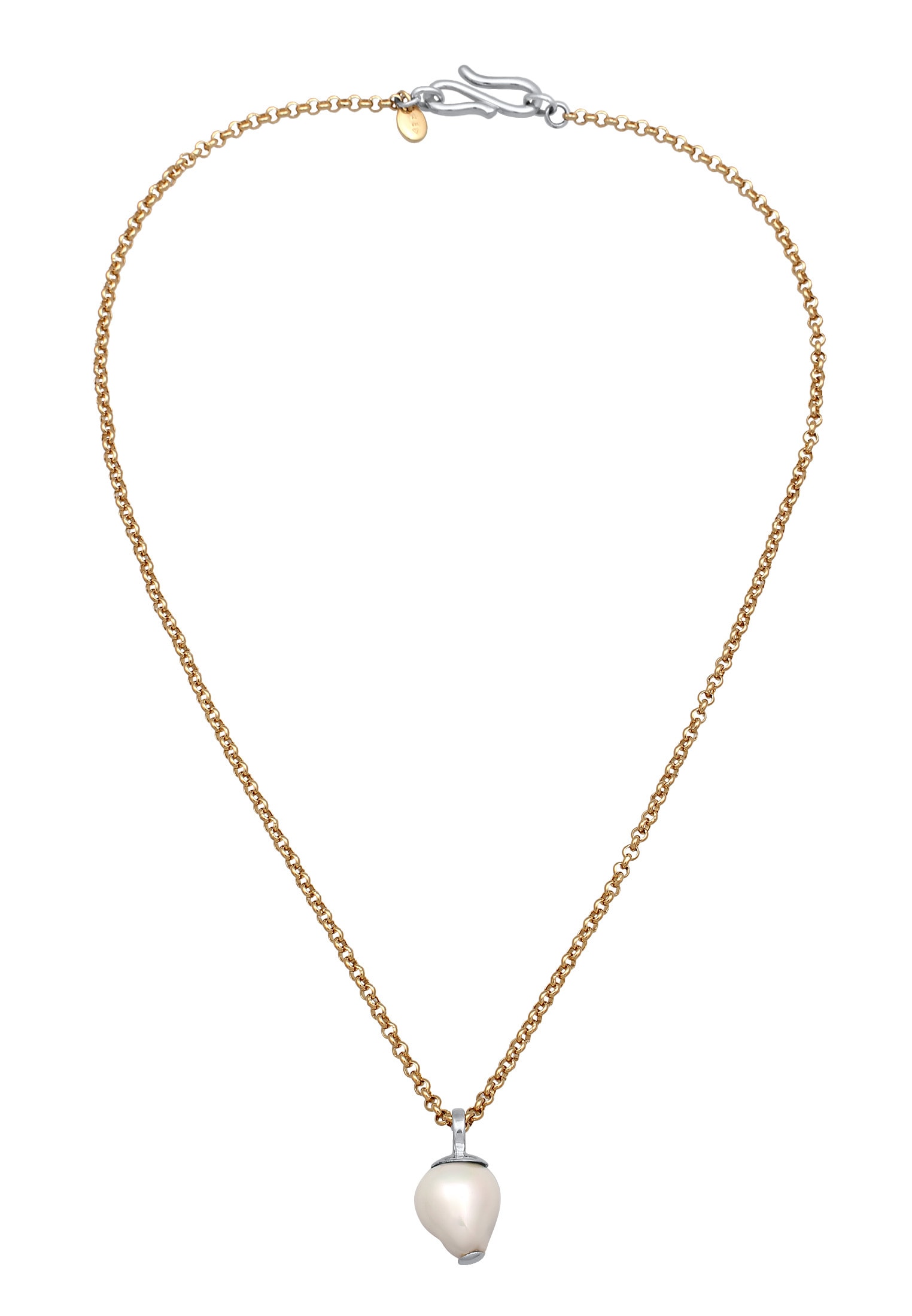 Elli Premium Silberkette »Halskette Muschelkernperle Weiß 925 Sterling Silber vergoldet«