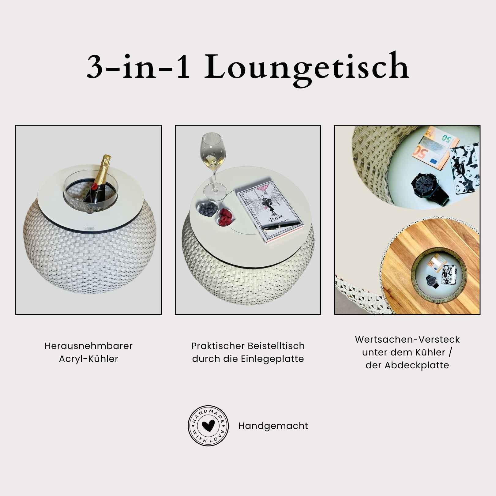 COOTAB Cooler Table Beistelltisch »Beistelltisch mit Acryl-Kühler Milano 40 cm« 1 Stk. tlg.