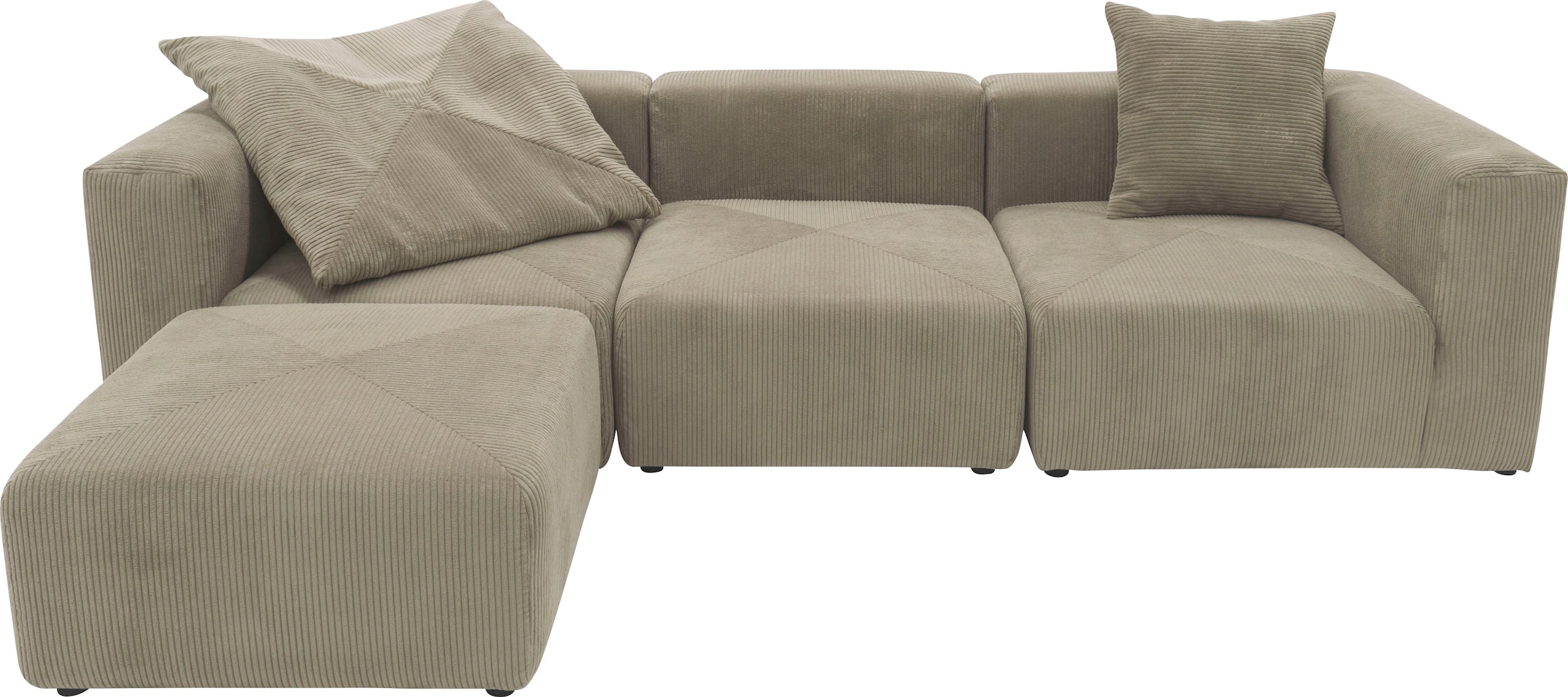 RAUM.ID Ecksofa »Gerrid L-Form« Cord-Bezug, Modulsofa, bestehend aus Eck- und Mittelelement + Hocker