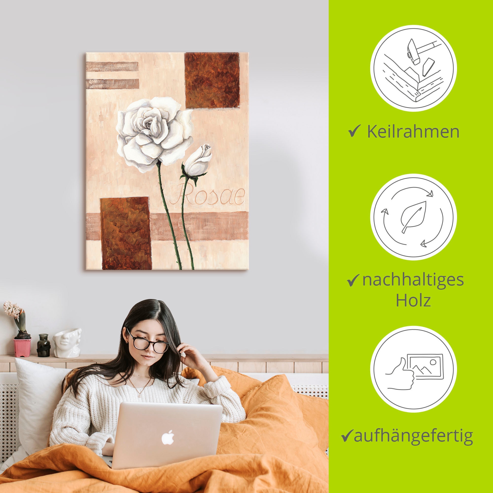 Artland Leinwandbild »Rosae - Rosen« Blumenbilder 1 Stk. tlg. auf Holzrahmen gespannt