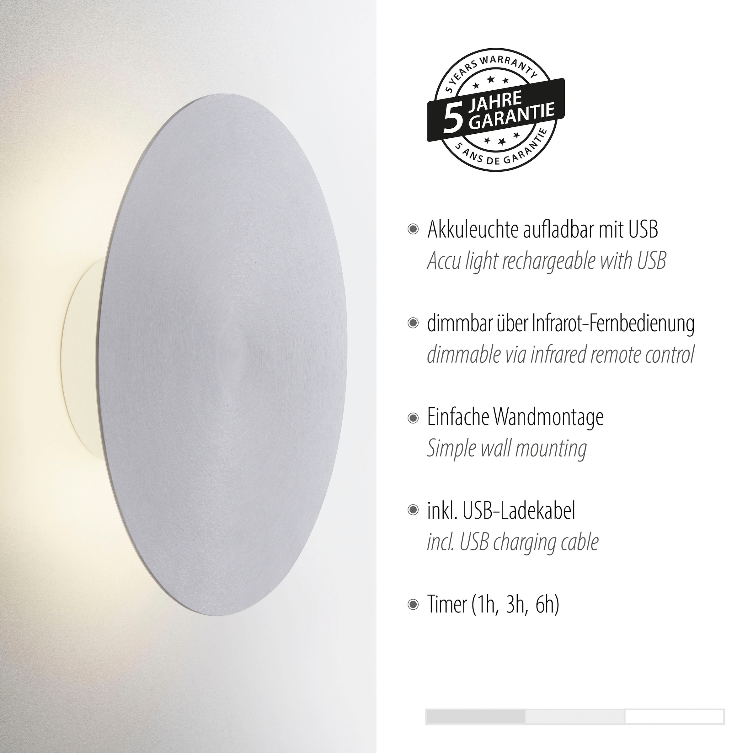 Paul Neuhaus Wandleuchte »AKKU PUNTU«, 1 flammig, Leuchtmittel LED-Board | LED fest integriert