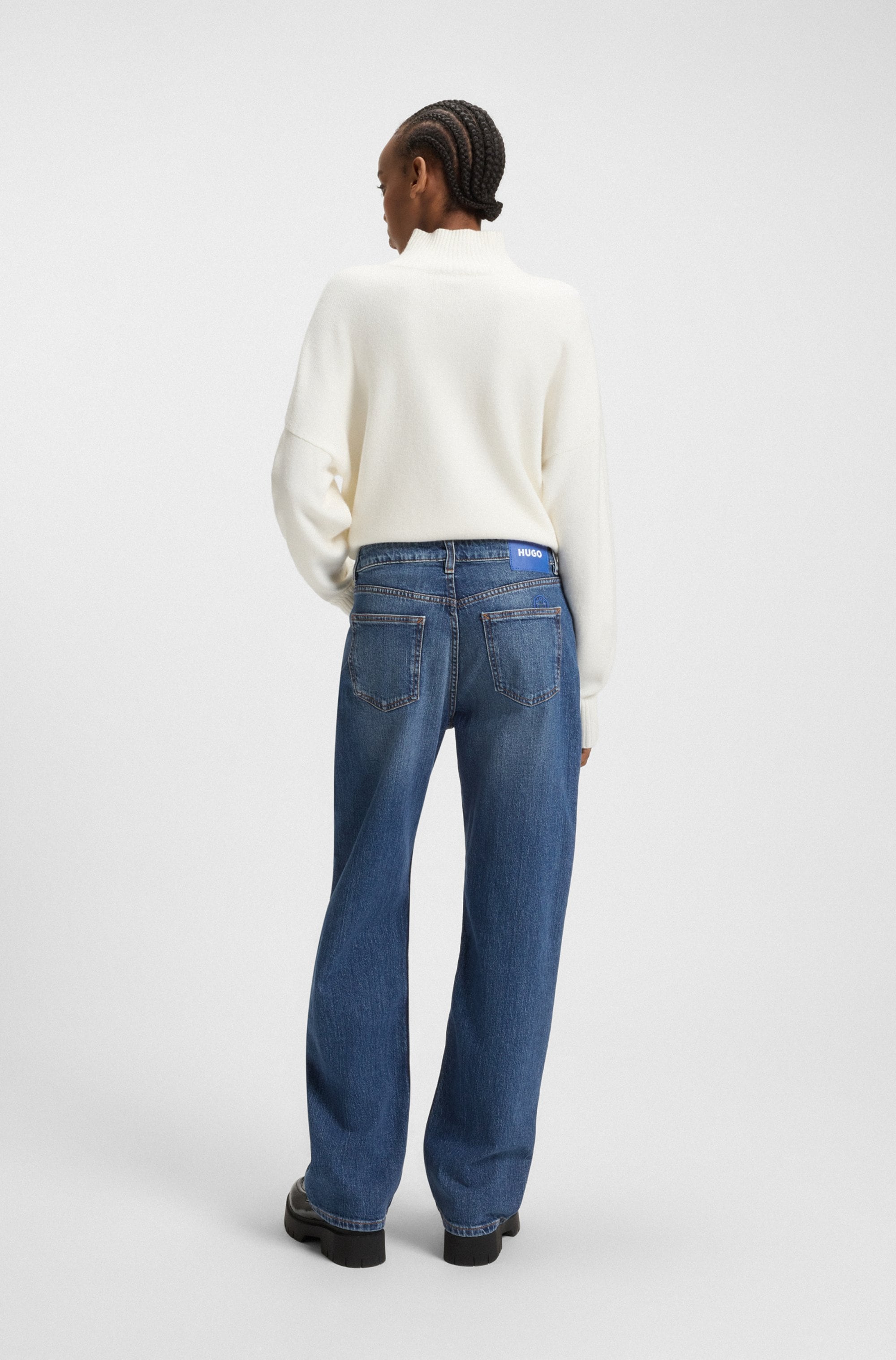 HUGO Blue Straight-Jeans »Elyah«, Straight Fit Jeans mit hoher Leibhöhe, Tall Länge 36