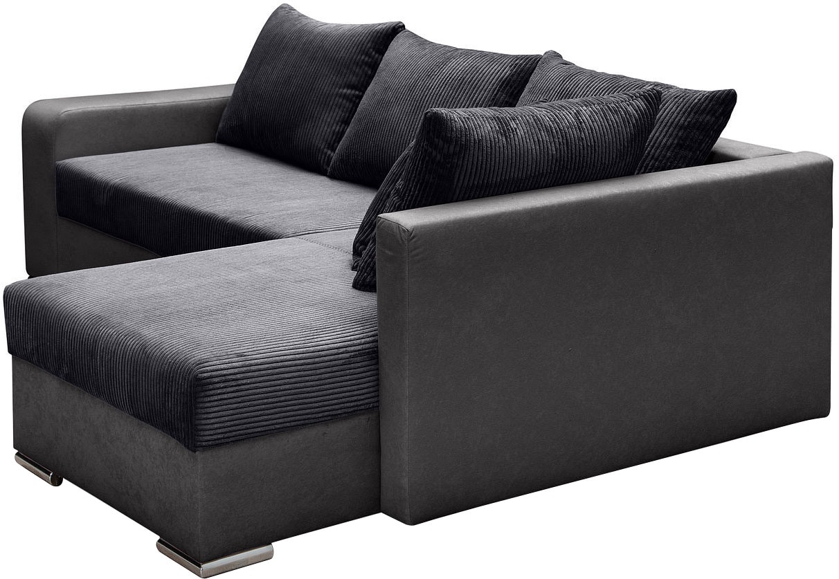 COLLECTION AB Ecksofa »John L-Form, B: 226 cm« Bettfunktion, Bettkasten, Regalelement & 2 Zierkissen