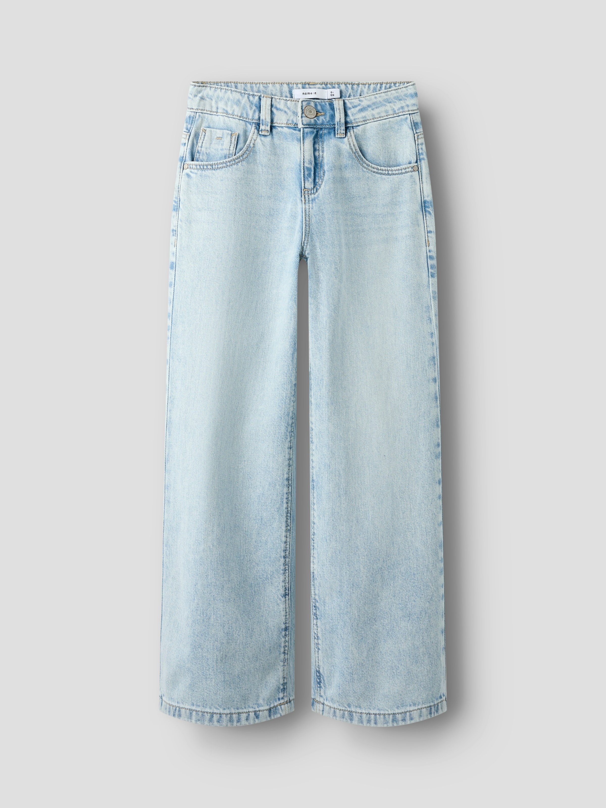 Name It Weite Jeans »NKFROSE für Mädchen mit weitem Bein und klassischem Sitz« normal, Denim, Abriebeffekte, Reißverschluss