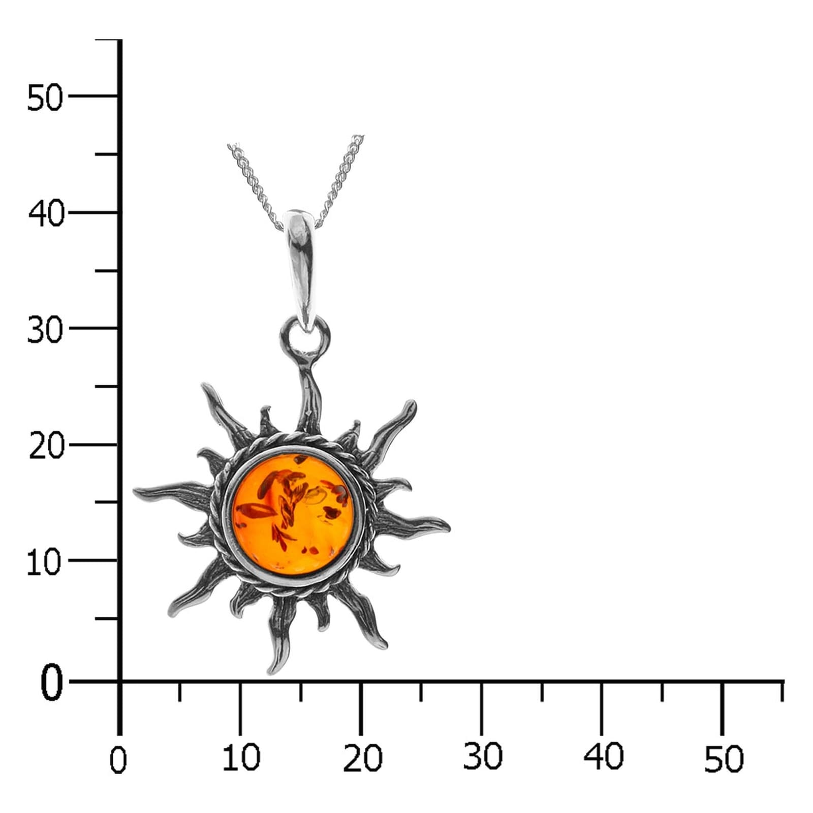 OSTSEE-SCHMUCK Kette mit Anhänger »- Sonne 26 mm - Silber 925/000 - Bernstein«