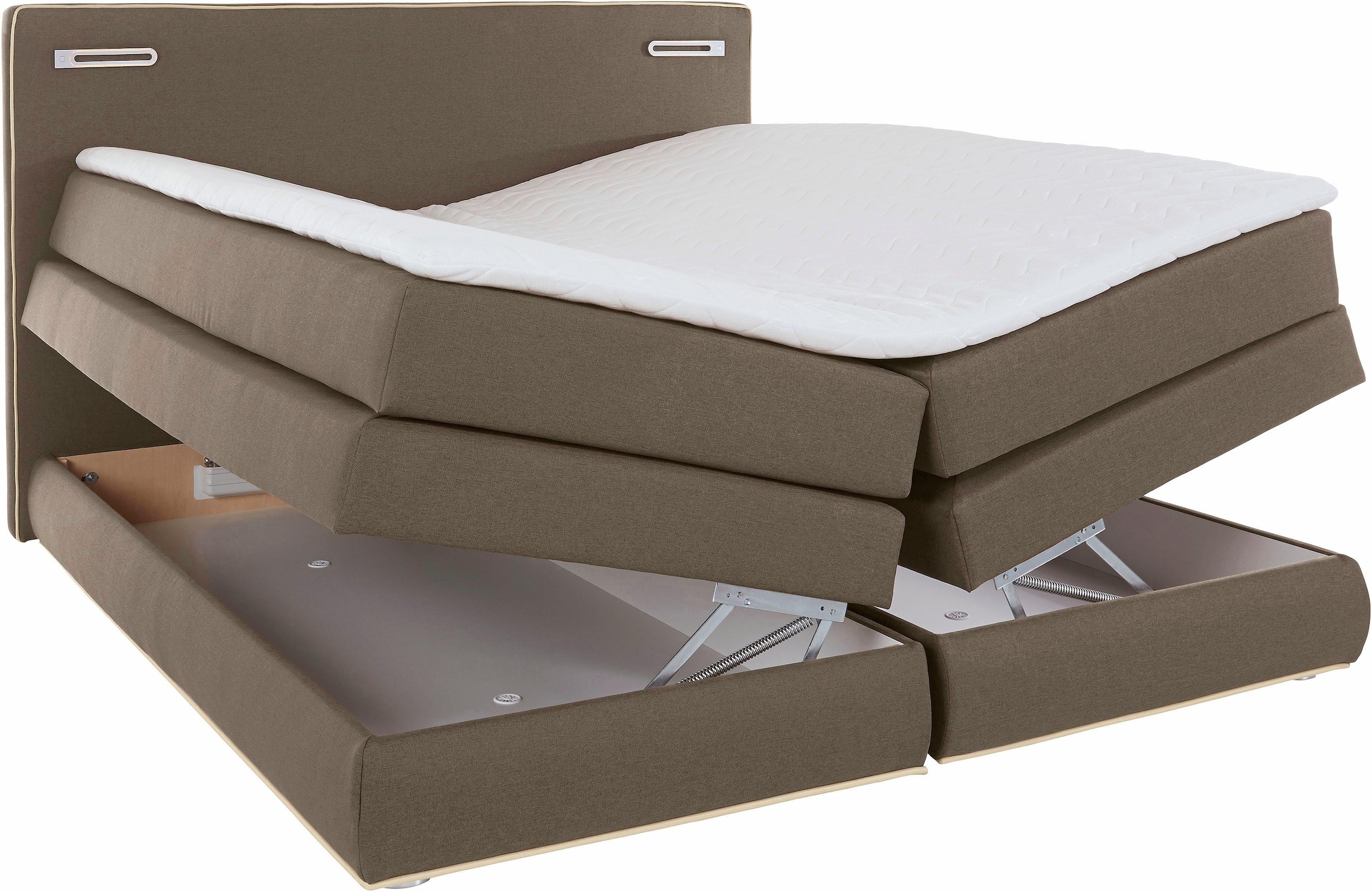 COLLECTION AB Boxspringbett »Ninoni«, inkl. Bettkasten, Topper und wahlweise mit LED-Beleuchtung
