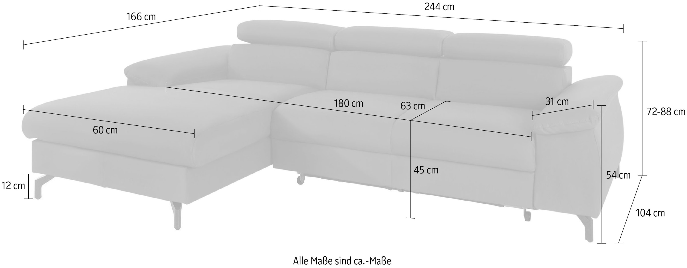 COTTA Ecksofa »Kitty L-Form«, Modern, L-Form, Bodenfreiheit 12,5 cm