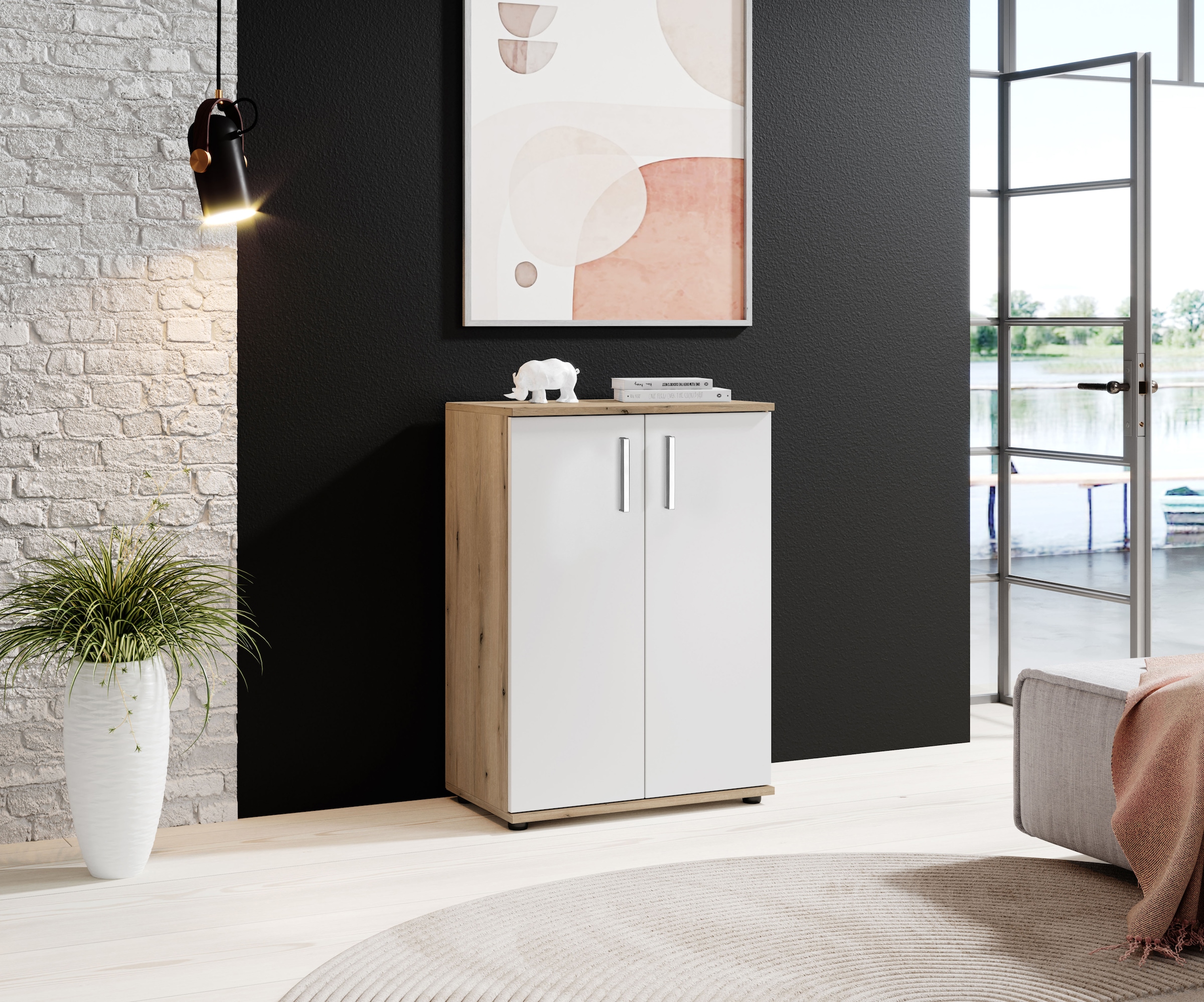 HBZ Kommode »BC-Drift-2, Mehrzweckschrank Stellmaß BxHxT 60x84x35 cm«, (1 St.), Schrank mit 2 Türen und 1 Einlegeboden