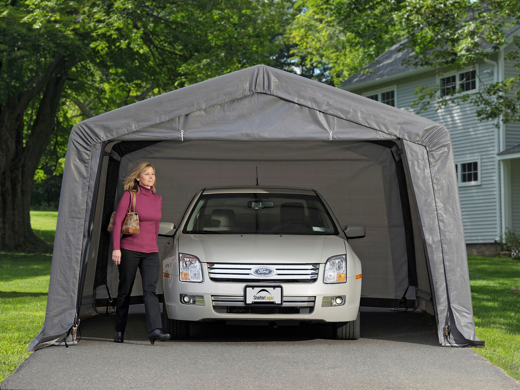 ShelterLogic Foliengerätehaus »Weidezelt Garage«, 18 m², Grau