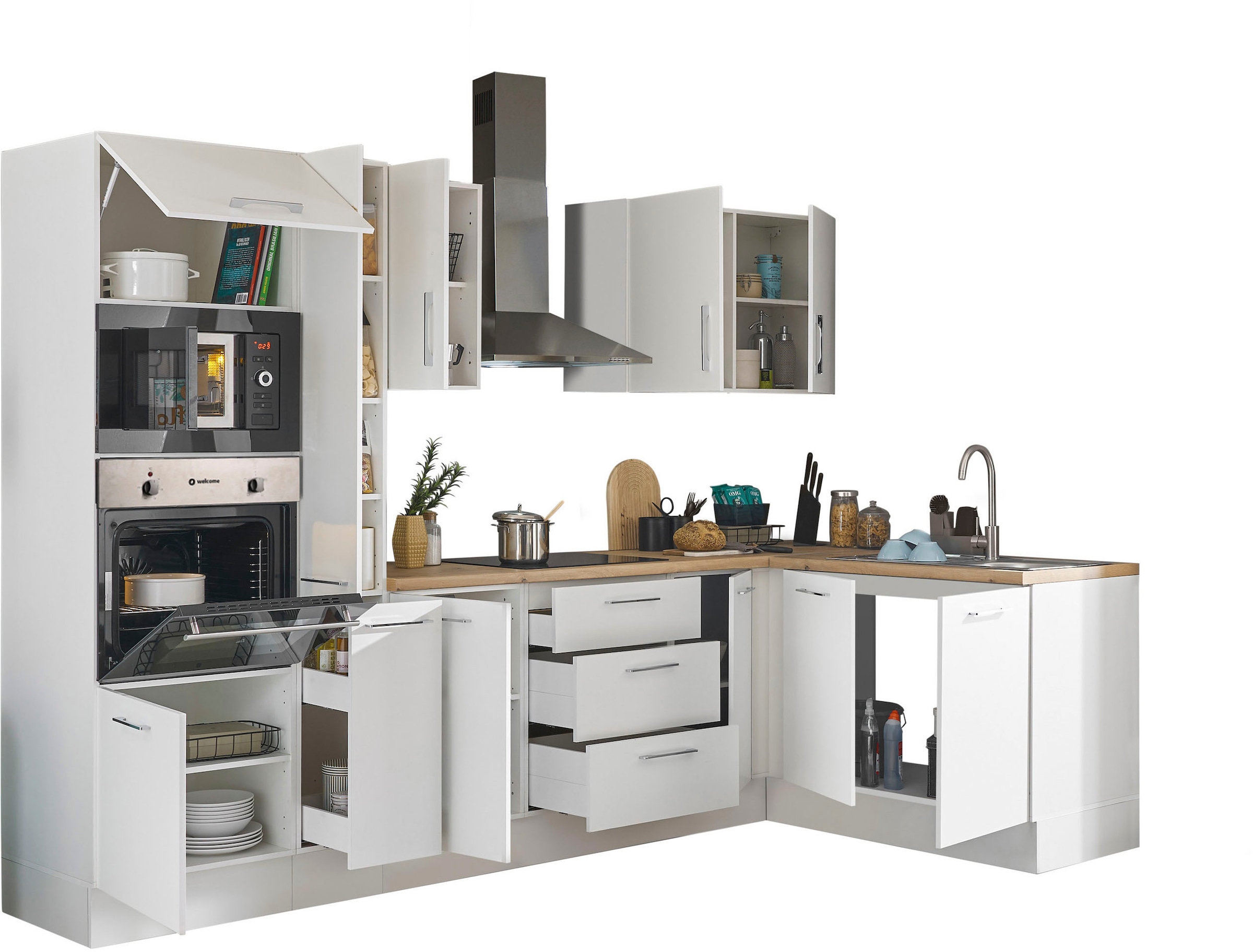 BASIC by Balculina Winkelküche »Turin« Stellbreite 300x175 cm, wahlweise mit E-Geräten