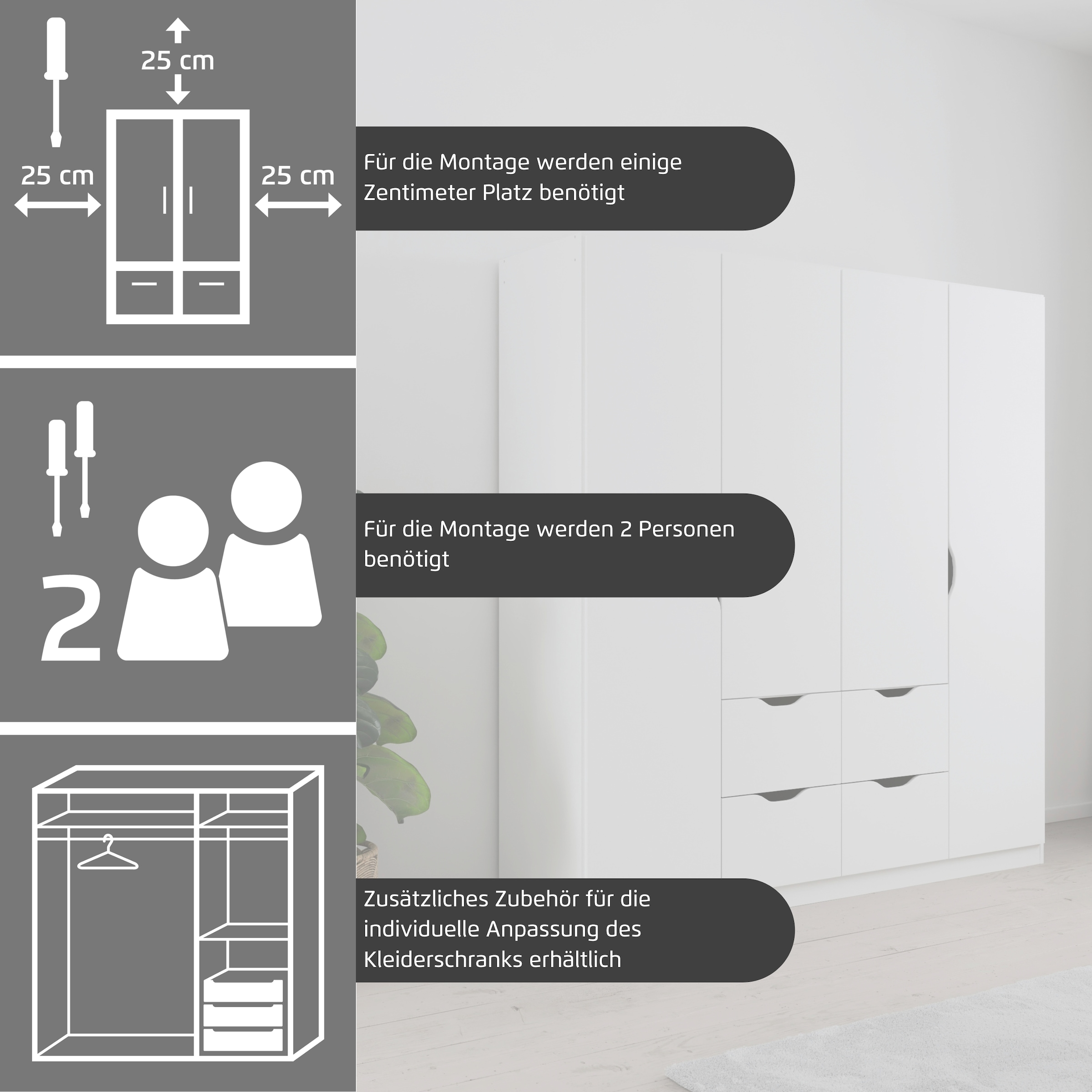 rauch Kleiderschrank »Freiham Drehtürenschrank Schrank Garderobenschrank Breite 91cm« Schlafzimmerschrank mit Spiegel und Griffmulden BESTSELLER