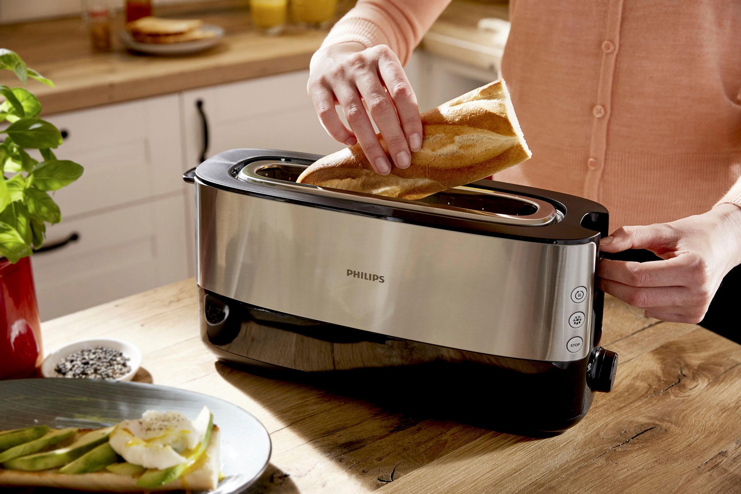 Philips Toaster »HD2692/90«, 1 langer Schlitz, für 2 Scheiben, 950 W, mit Aufwärm- und Auftaufunktion, integriertem Brötchenaufsatz