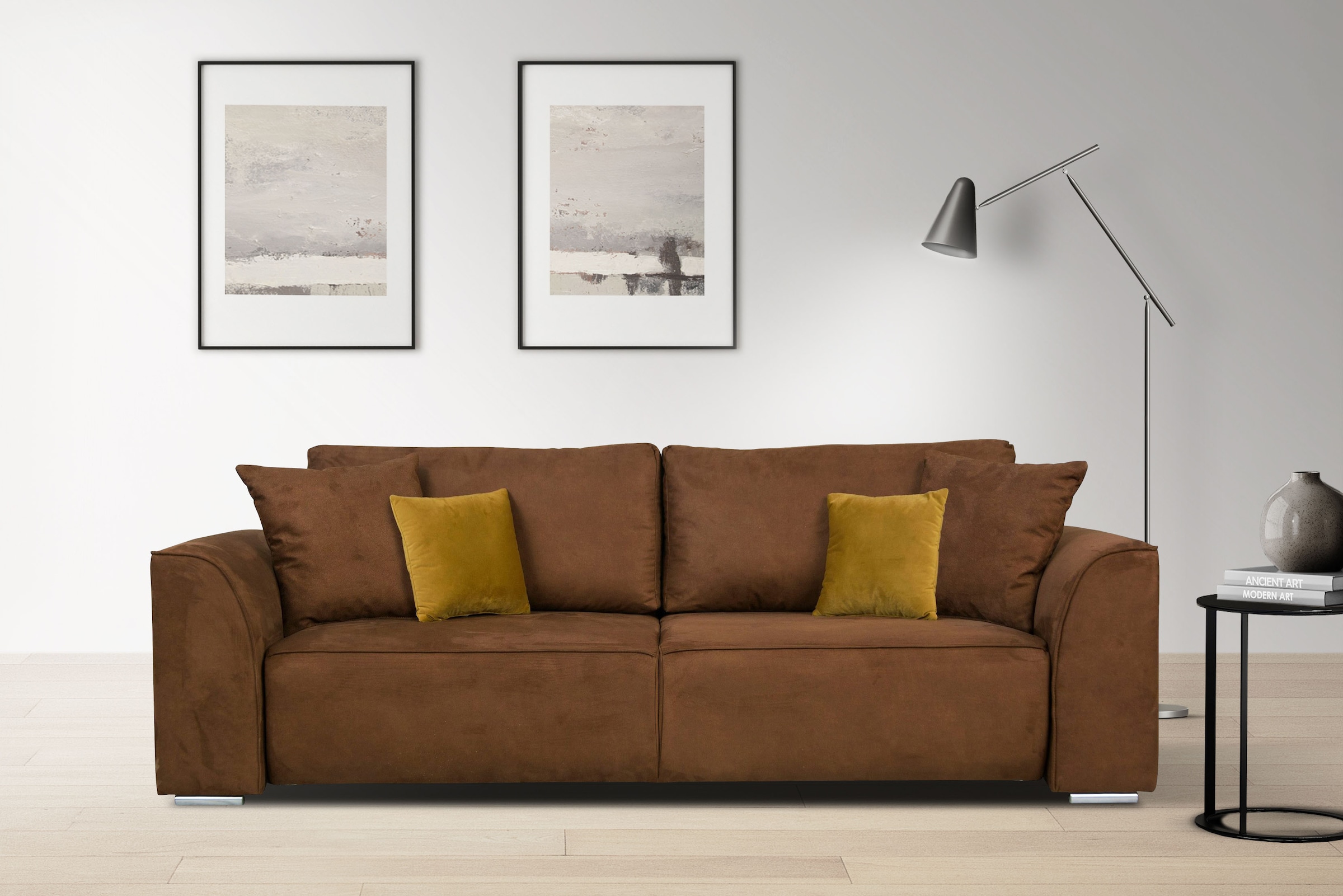 INOSIGN 3-Sitzer Beatrice Schlafsofa, wahlweise auch mit Bettfunktion und Bettkasten, incl. 2 Zierkissen