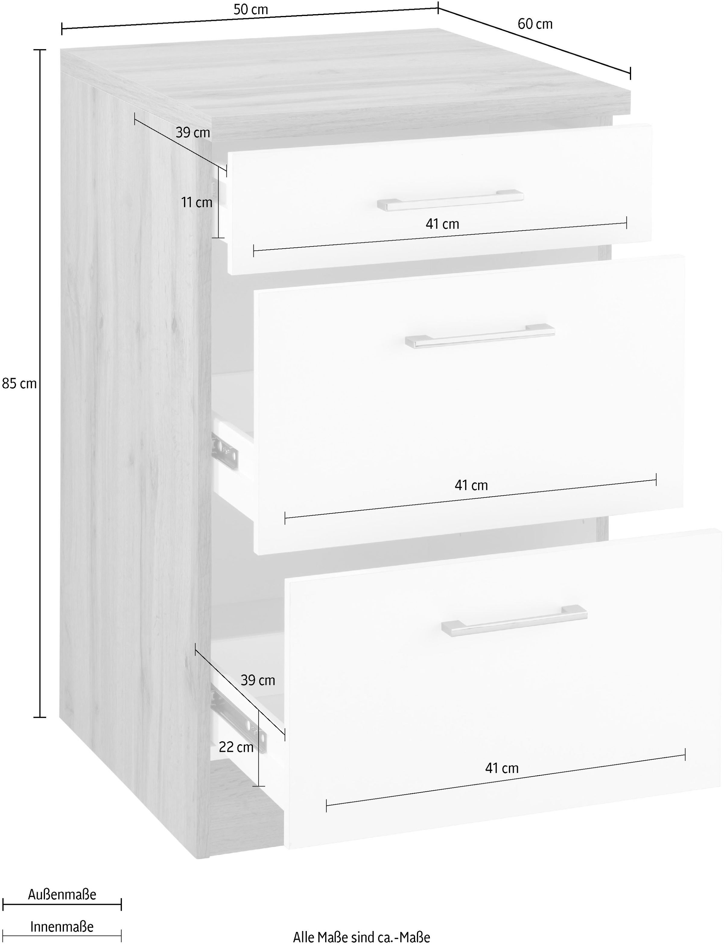 HELD MÖBEL Auszugsunterschrank »Colmar«, 50 cm, mit Metallgriff, alles sofort greifbar dank zwei großer Auszüge