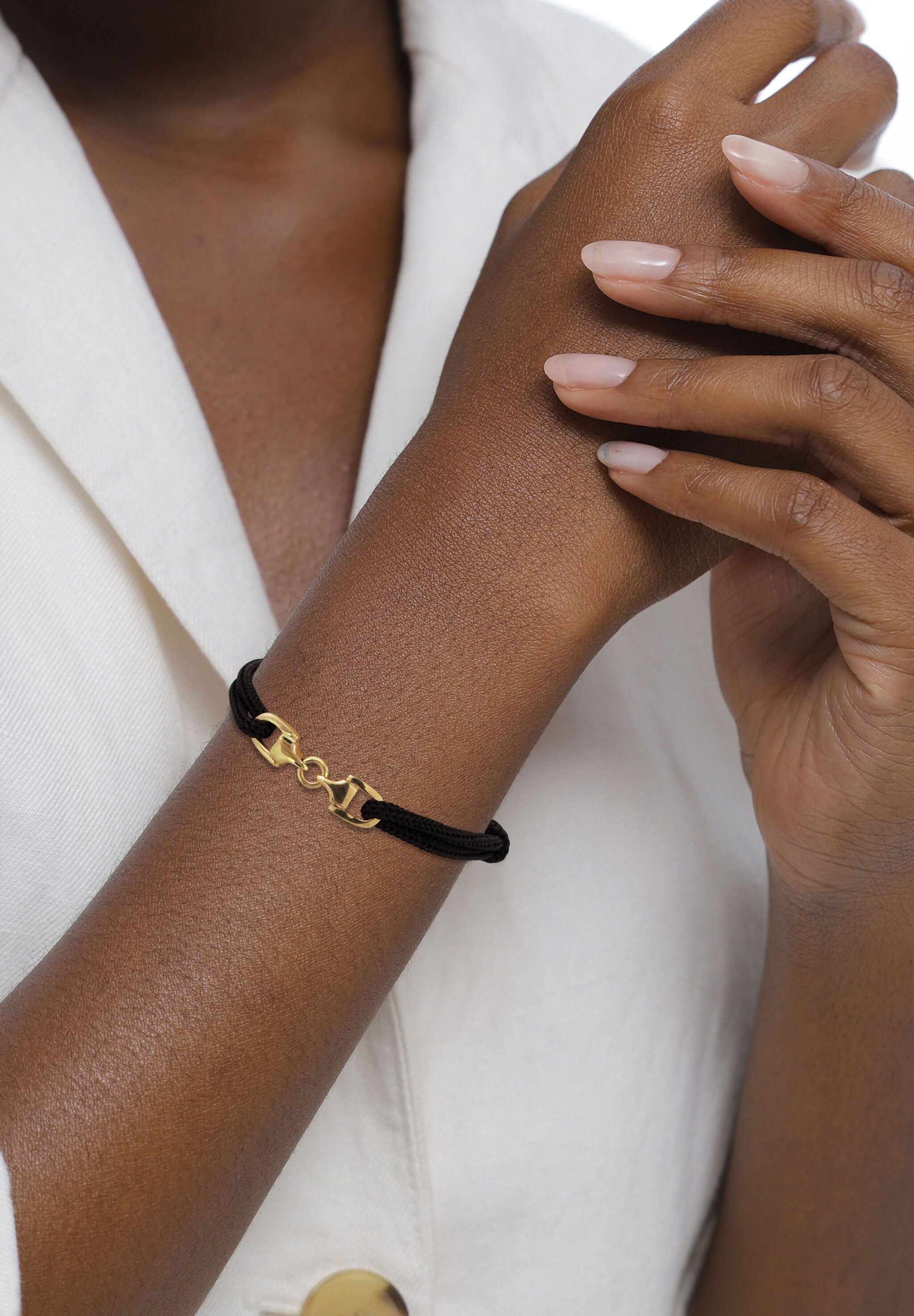 Elli Armkette »Armband Nylonband Steigbügel 925 Sterling Silber«