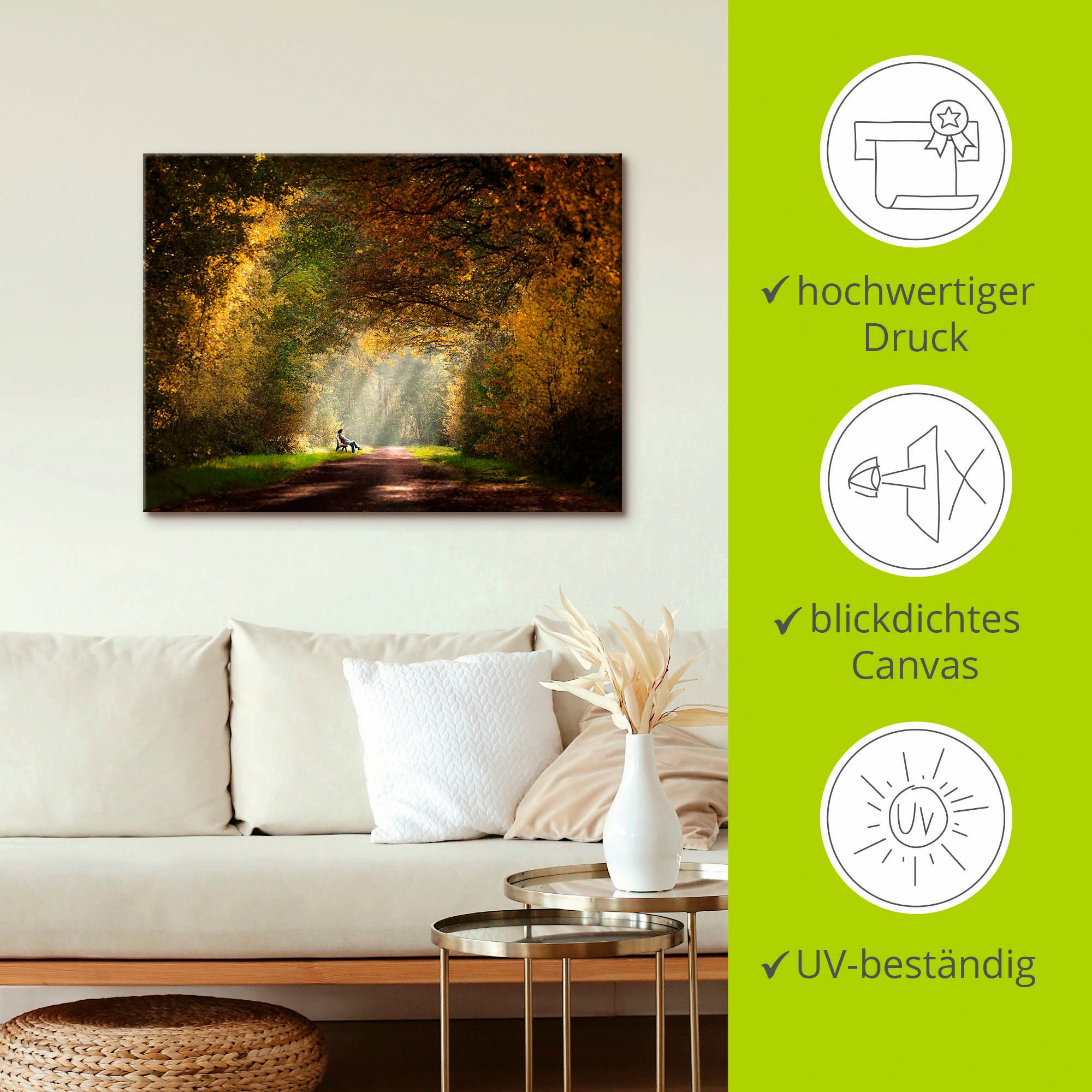 Artland Wandbild »Licht am Ende des Tunnels...«, Wald, (1 St.), als Leinwandbild, Wandaufkleber in verschied. Größen