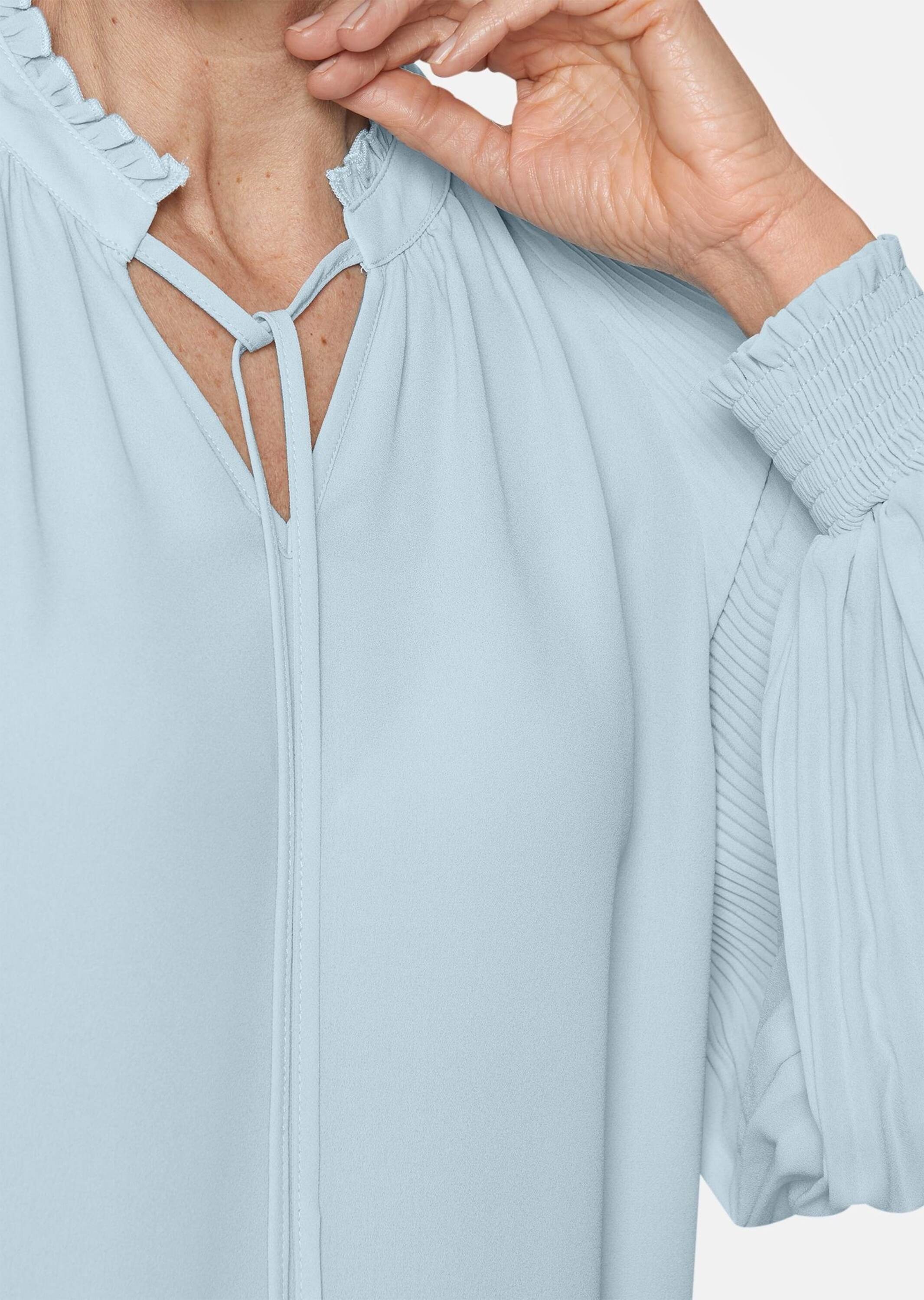 GOLDNER Langarmbluse »Kurzgröße Bluse mit plissierten Ärmeln«