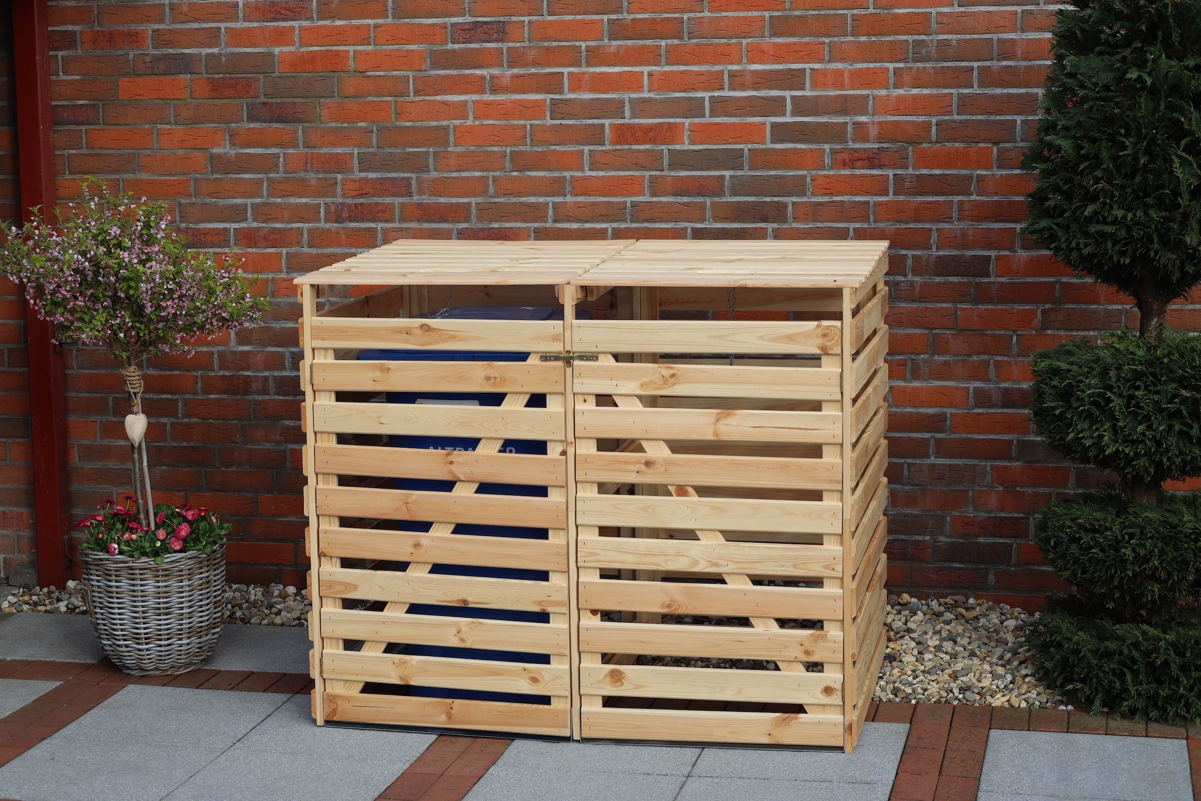promadino Mülltonnenbox »Vario V« für 2 x 240 l, holzfarben