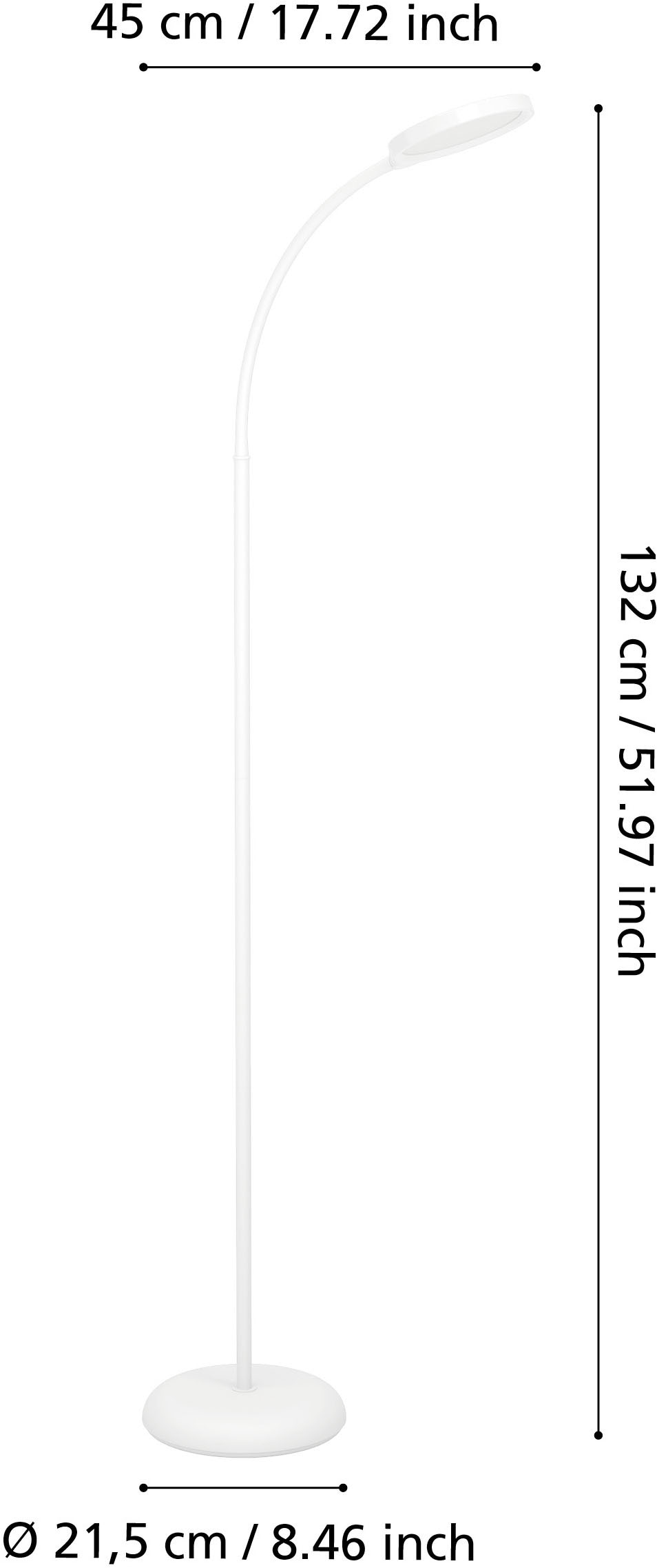 EGLO Stehlampe »LAURO Stehlampe - Kunststoff - LED - 1X5,5W - IP20« LED-Modul 1 Stk. Kaltweiß | Neutralweiß | Warmweiß Standleuchte, Wohnzimmer, Schlafzimmer, Esszimmer, L45 x B21 x H132 cm