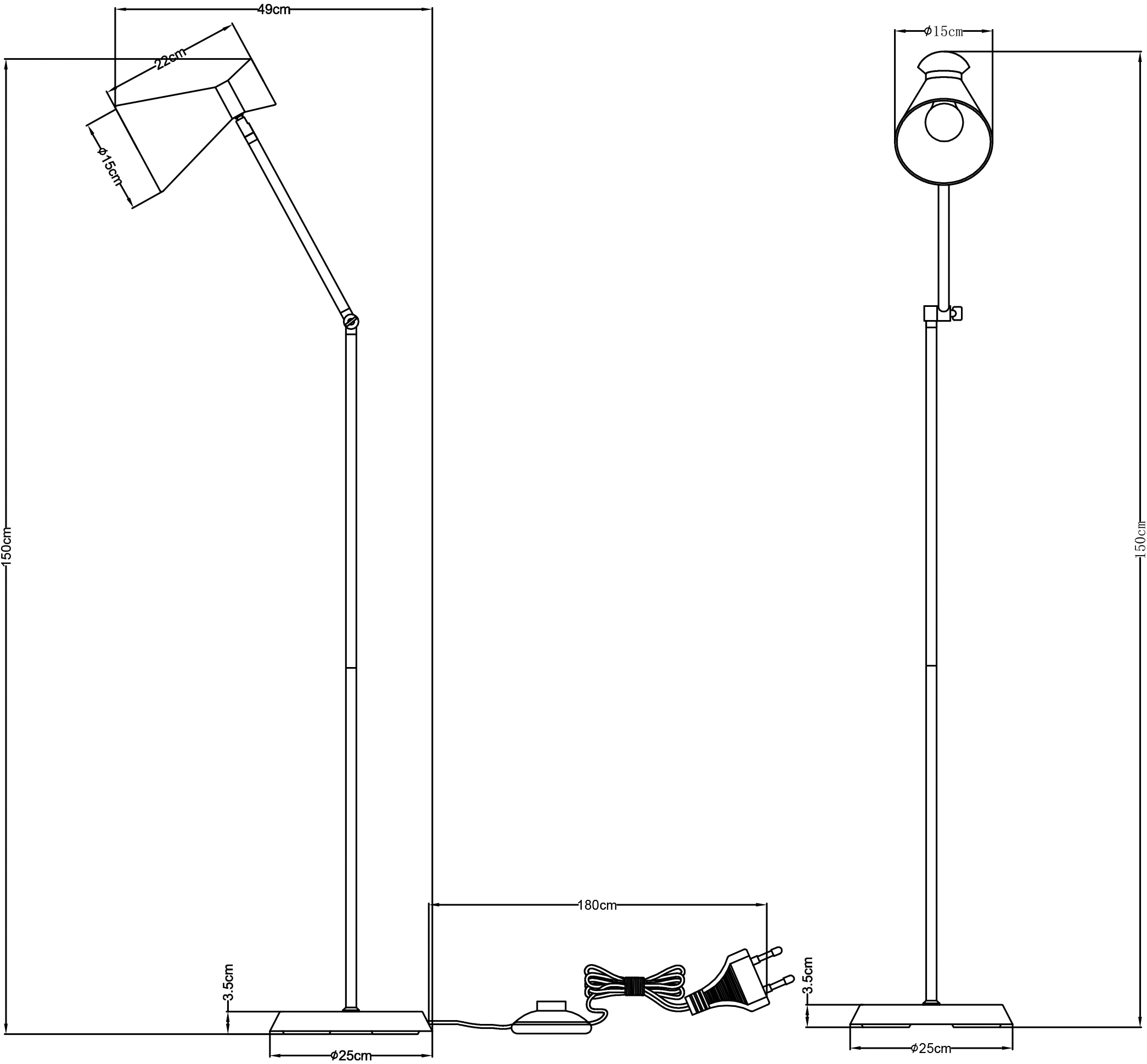 OTTO home Stehlampe »Renell« E27 1 Stk. Minimalistisch, Schwarz, E27, ideal zum Lesen, individuell einstellbar