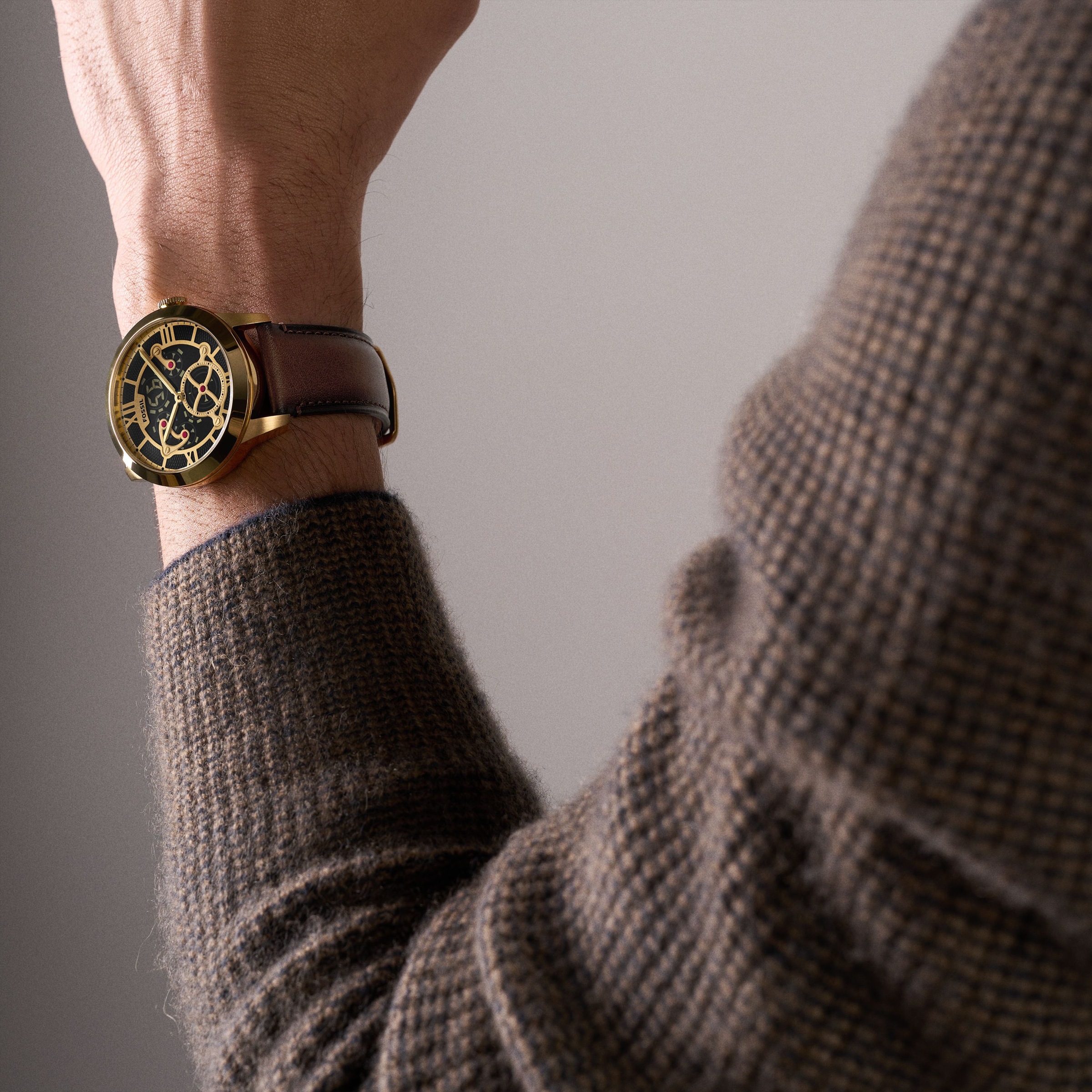 Fossil Quarzuhr »Townsman« Armbanduhr, Lederarmband, digital, analog