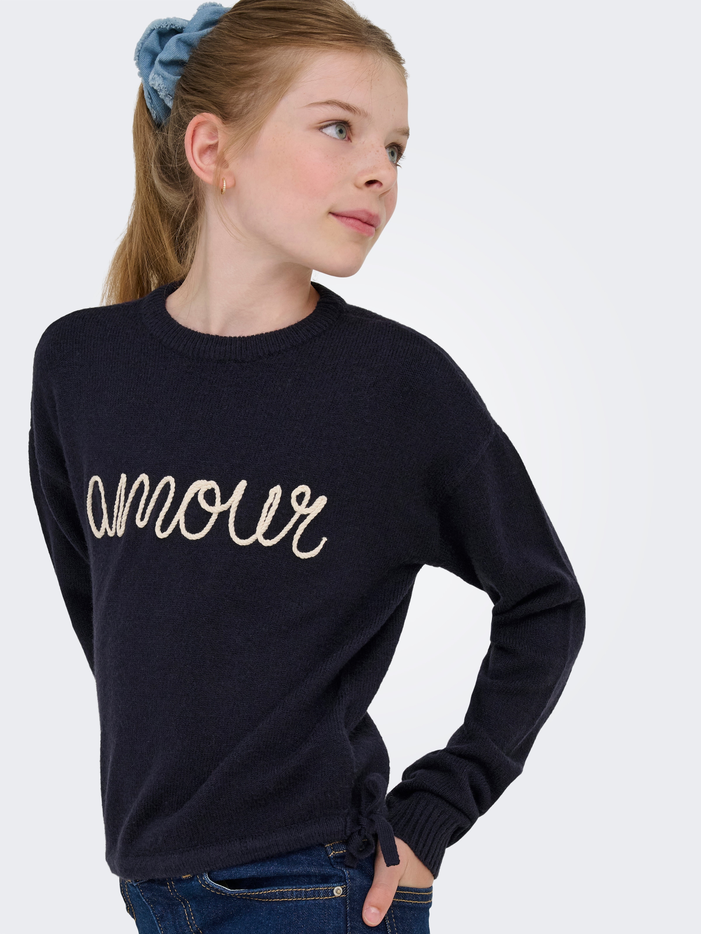 KIDS ONLY Strickpullover »KOGKATIA LS TEXT O-NECK CP KNT«