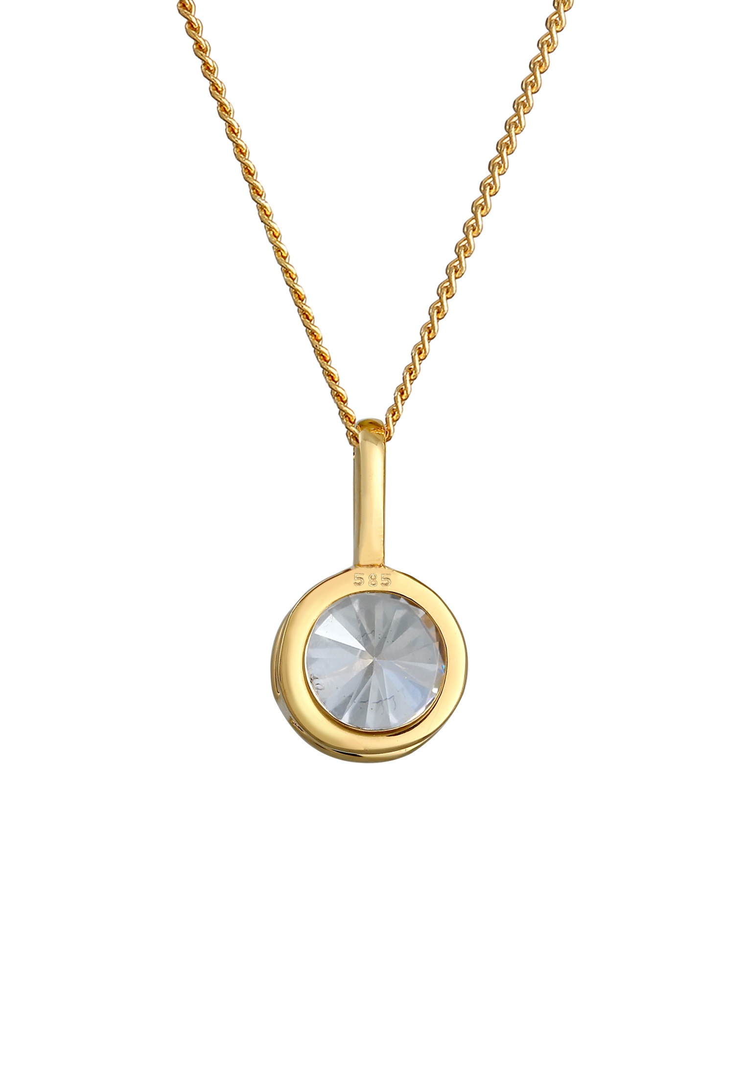 Elli Premium Silberkette »Halskette Solitär Zirkonia 585 Gelbgold«